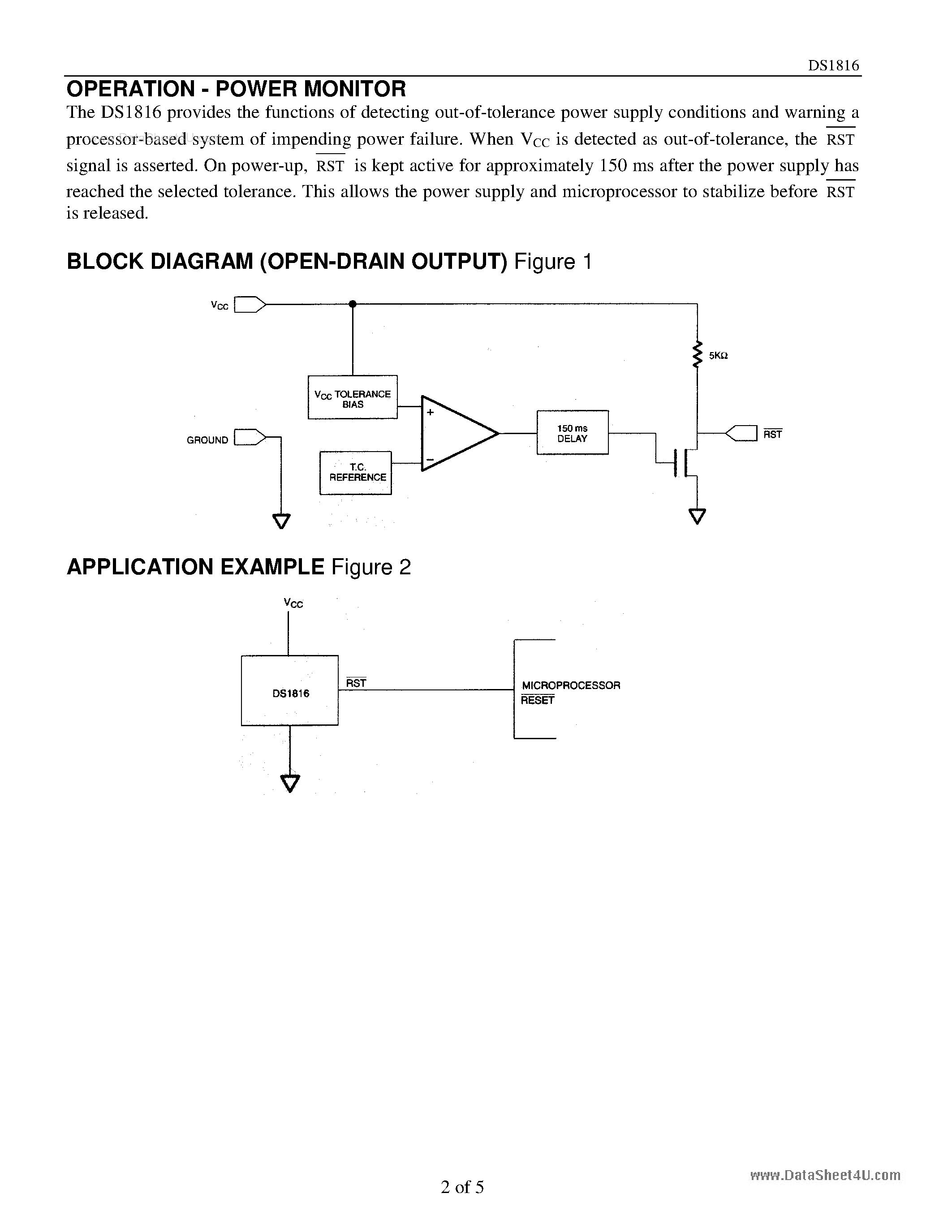 Datasheet DS1816 page 2 Datasheet DS1816 - 3.3V EconoReset page 2