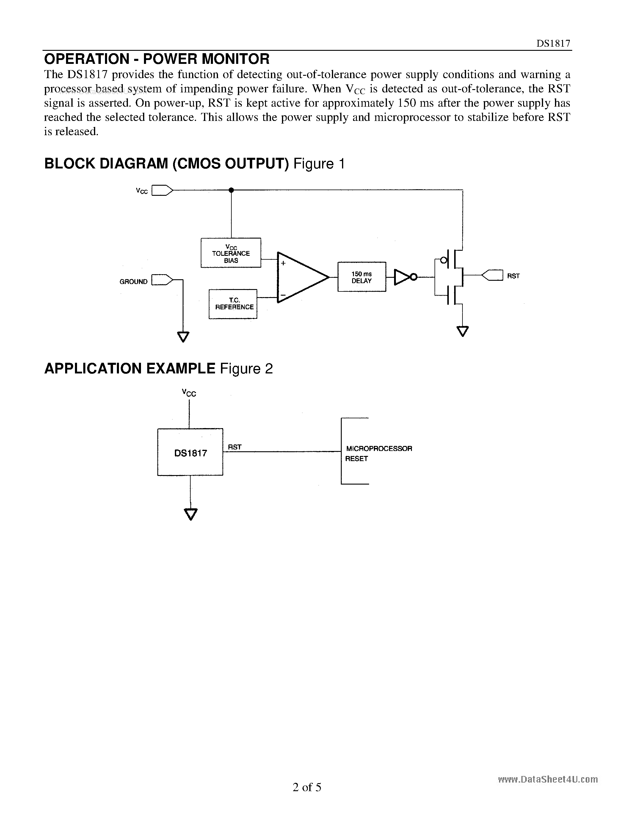 Даташит DS1817 - Active High 3.3V EconoReset страница 2