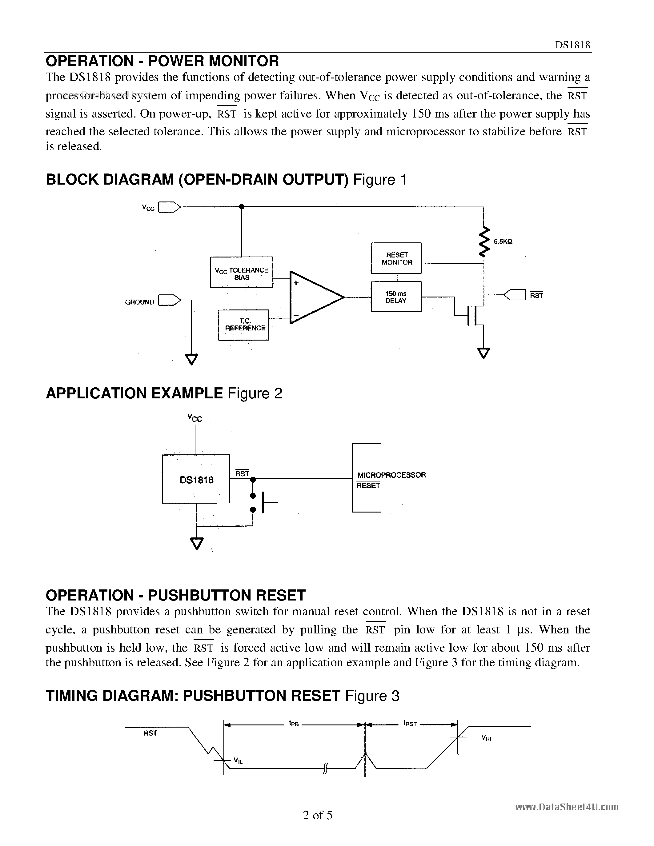 Datasheet DS1818 page 2 Datasheet DS1818 - 3.3V EconoReset page 2