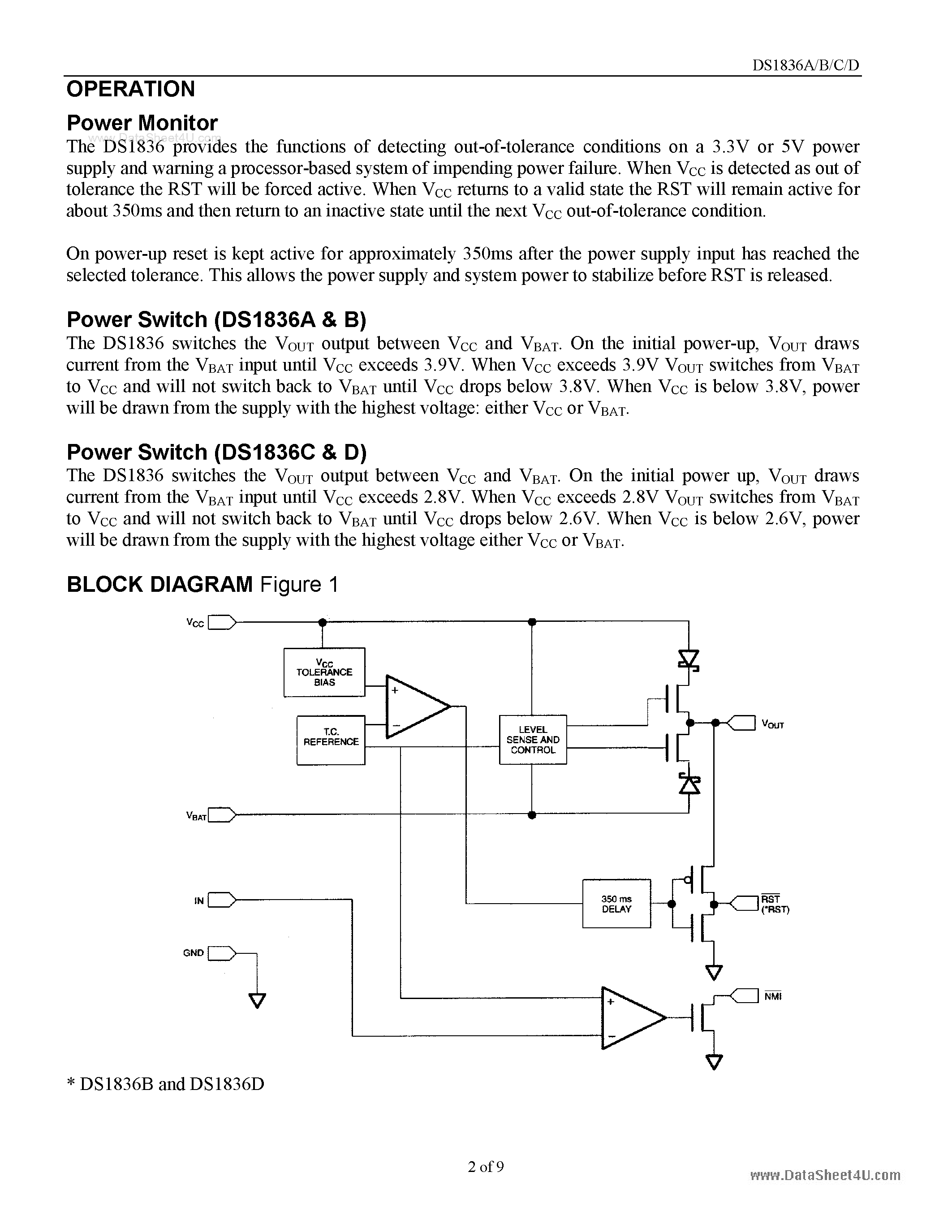 Datasheet DS1836 page 2 Datasheet DS1836 - 3.3V/5V MicroManager page 2