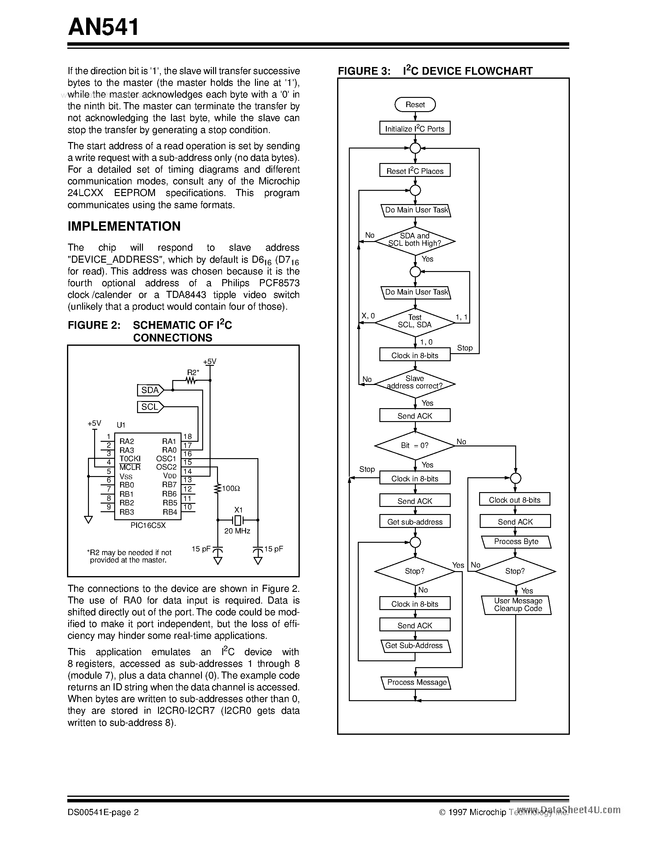 Datasheet AN541 - Using PIC16C5x as a Smart IIC Peripheral page 2