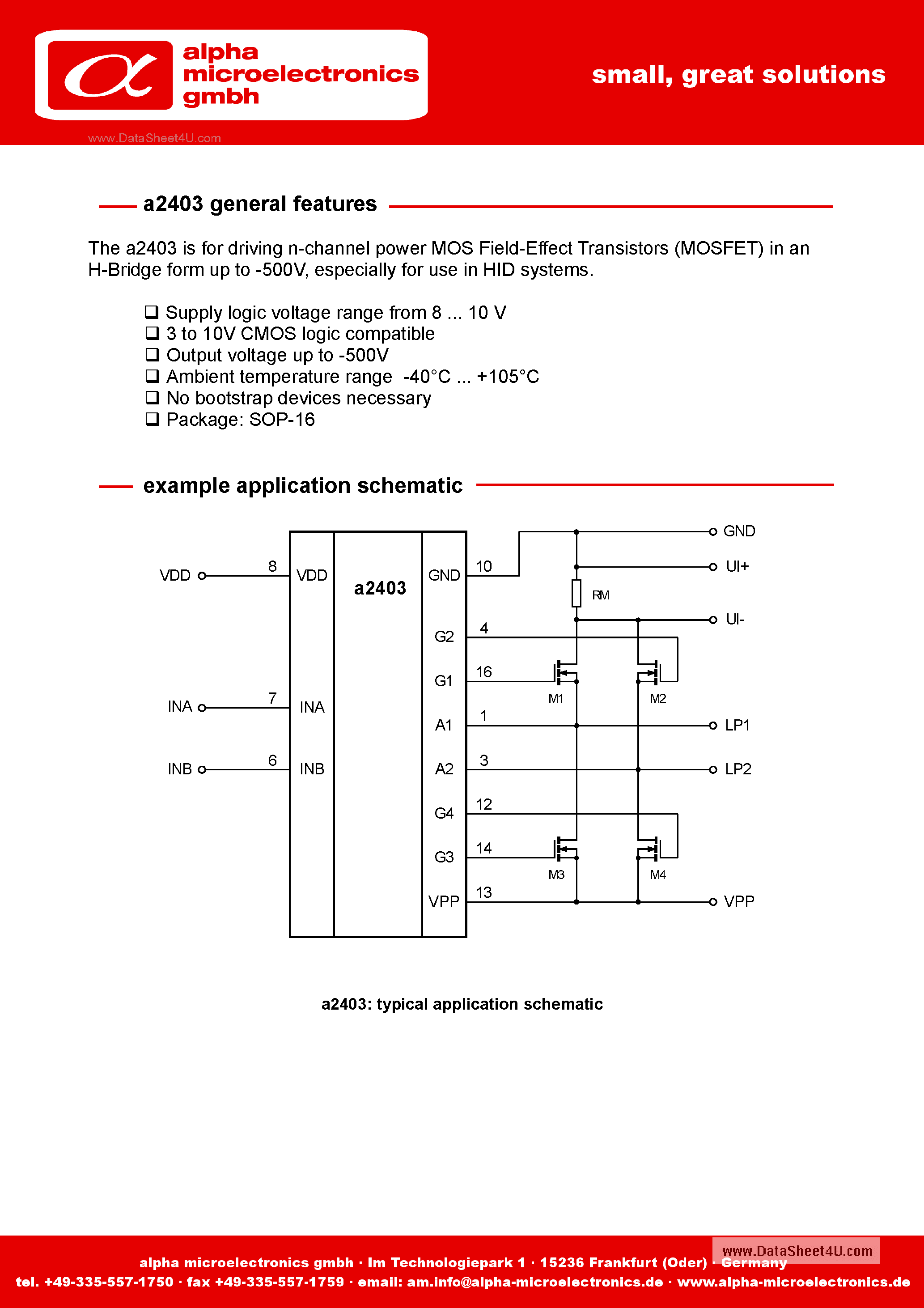 Datasheet A2403 - Driving N-Channel Power MOS Field-Feefct Transistors page 1