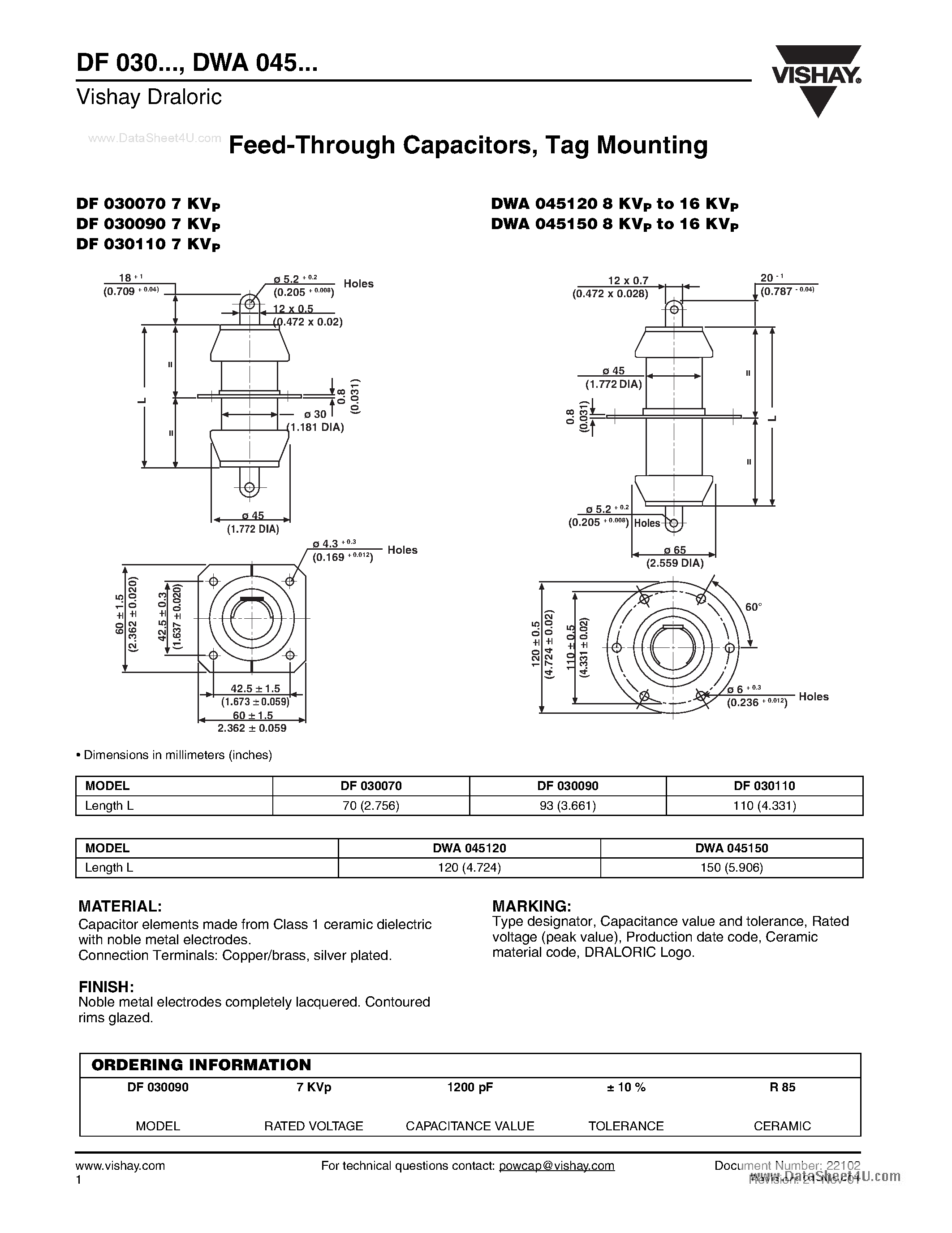 Datasheet DWA045 - Feed-Through Capacitors page 1