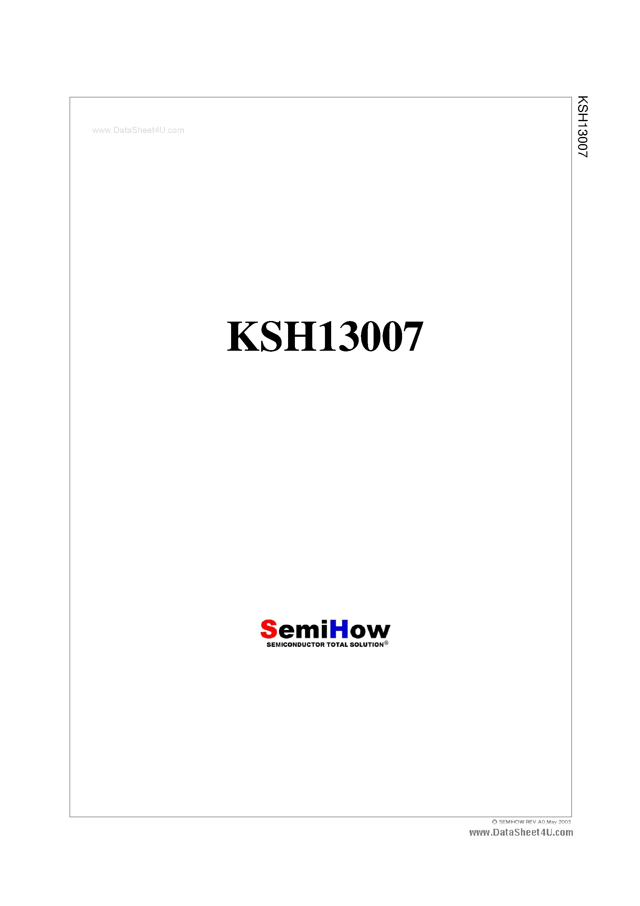 Даташит KSH13007 - Switch Mode Series NPN Silicon Power Transistor страница 1