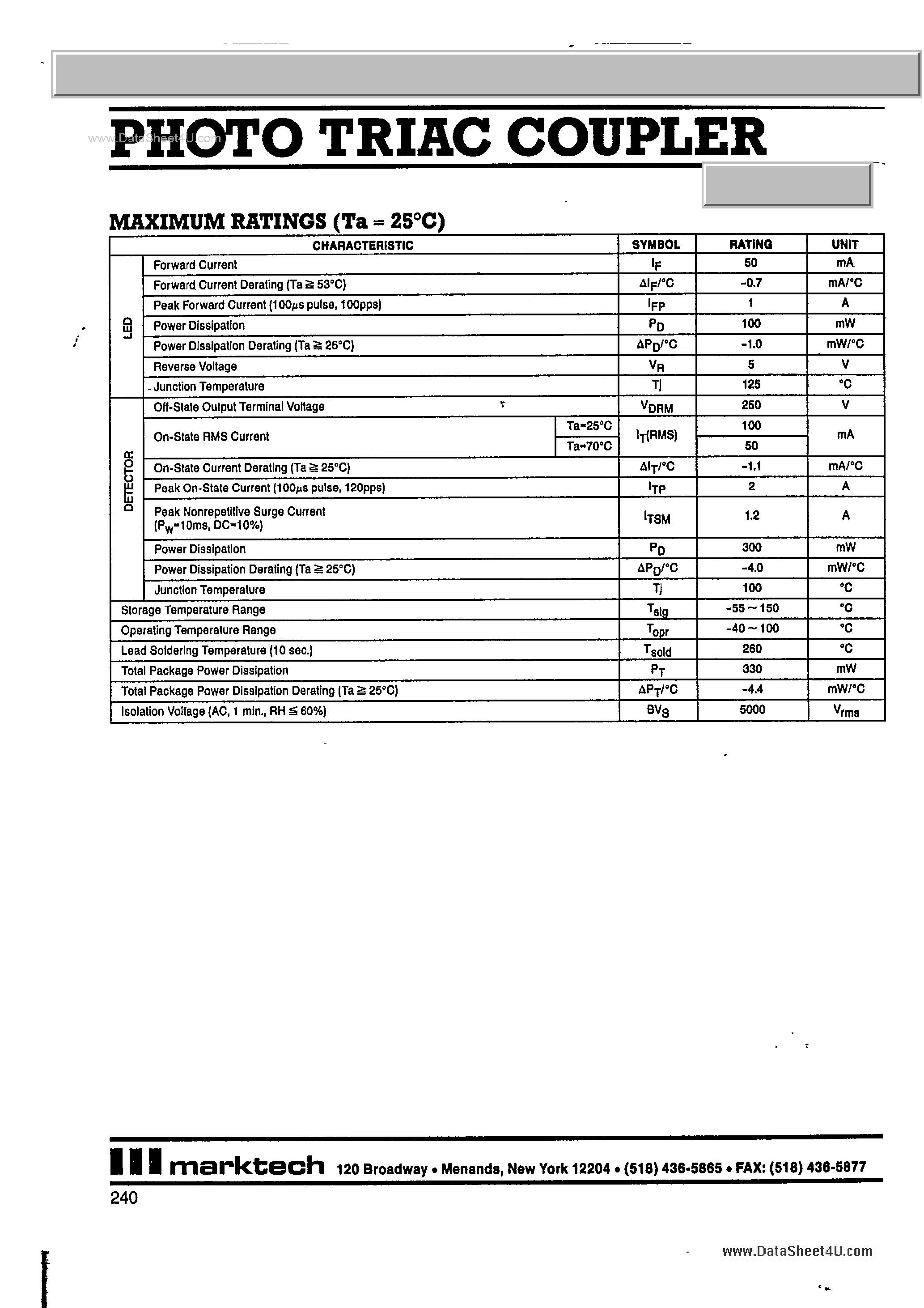 Datasheet MT30310 - (MT30310 - MT30330) Photo Triac Coupler page 2