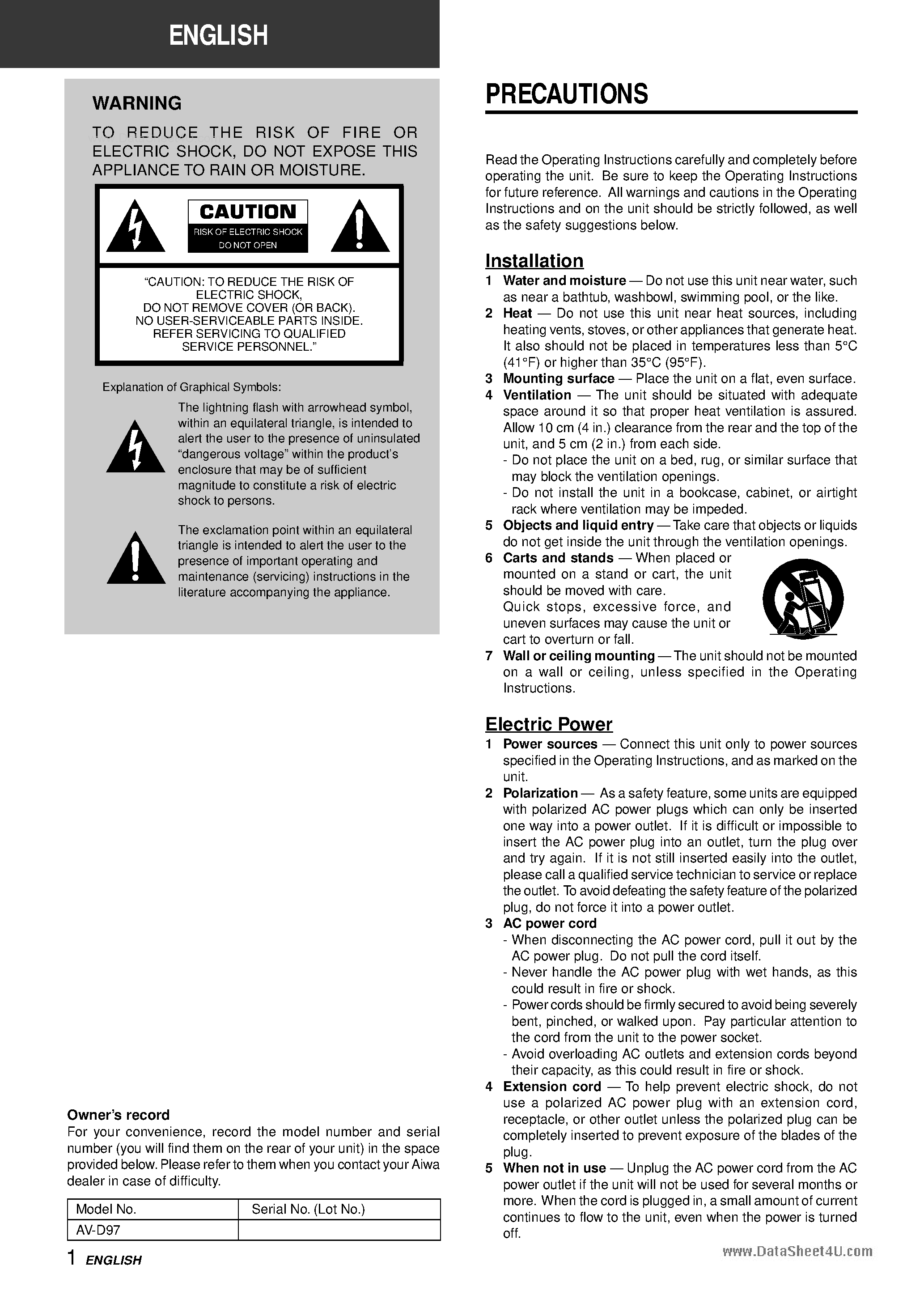 Даташит AVD97 - Stereo Receiver страница 2