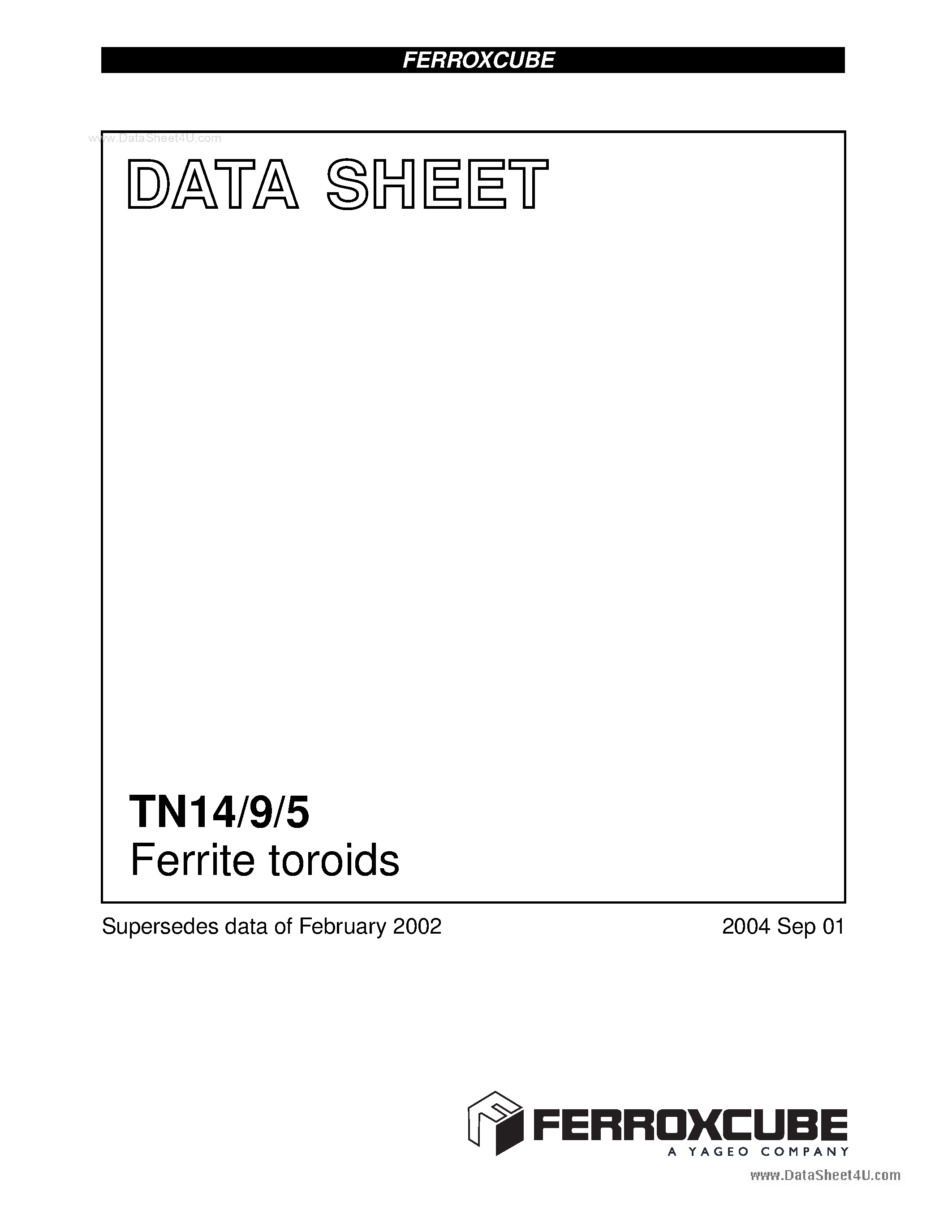 Datasheet TN14/9/5 - Ferrite Toroids page 1