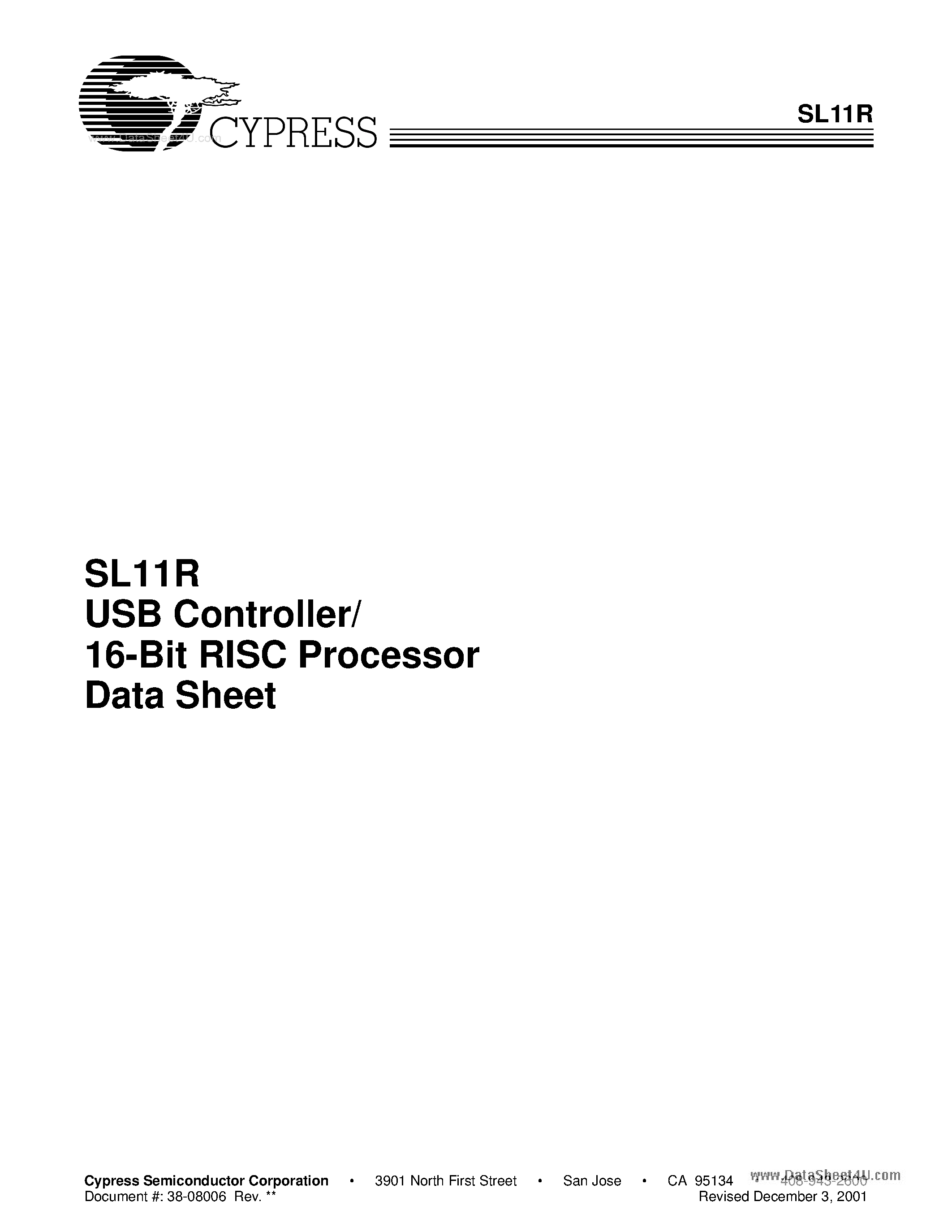 Datasheet SL11R page 1 Datasheet SL11R - USB Controller/ 16-Bit RISC Processor page 1
