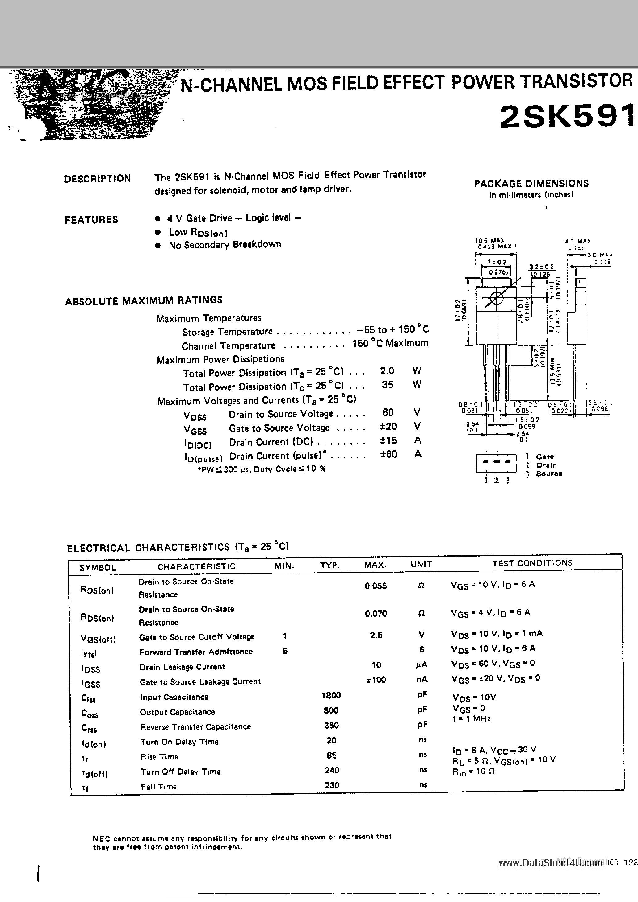 Datasheet K591 - Search -----> 2SK591 page 1