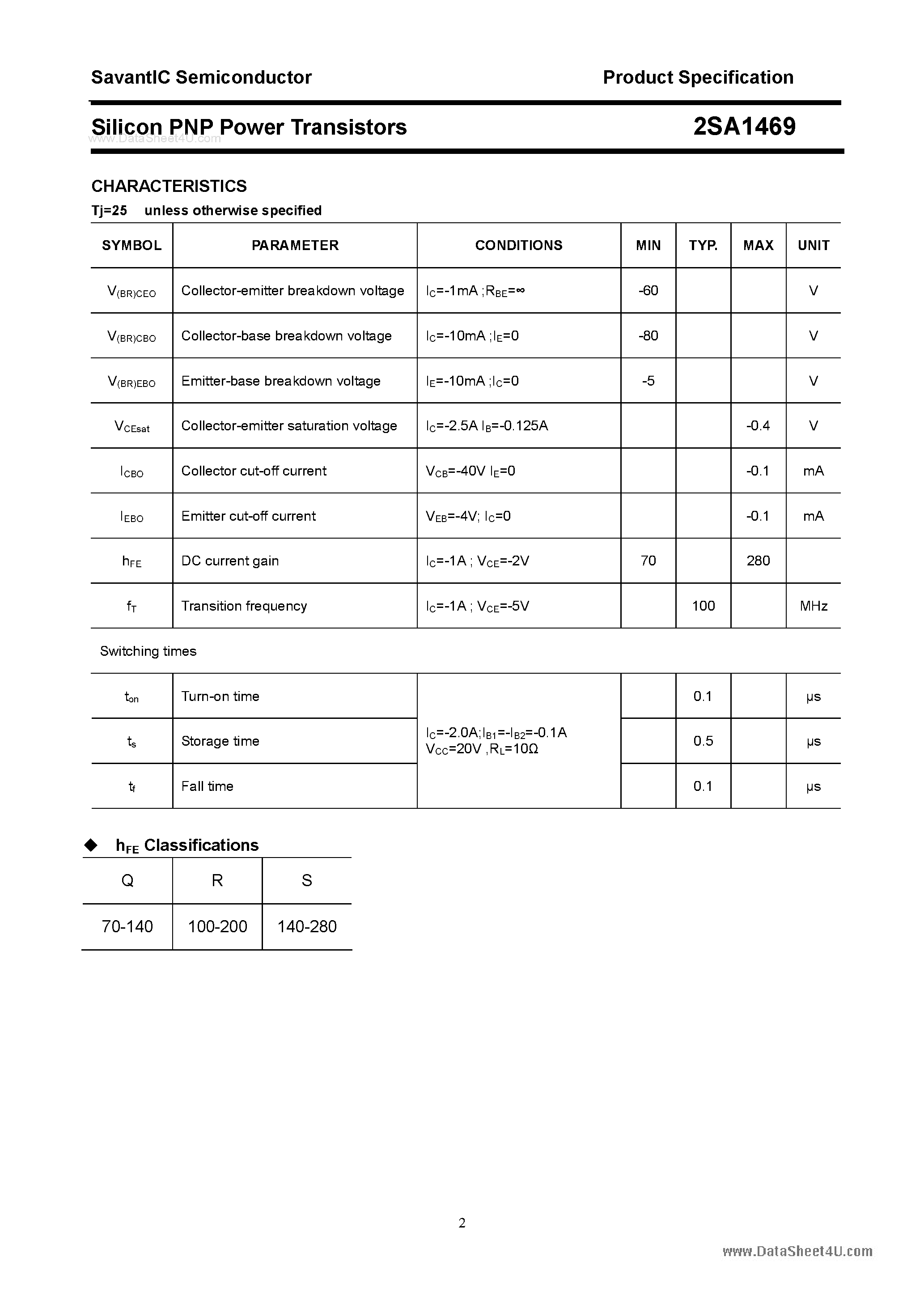 Datasheet 2SA1469 - SILICON POWER TRANSISTOR page 2