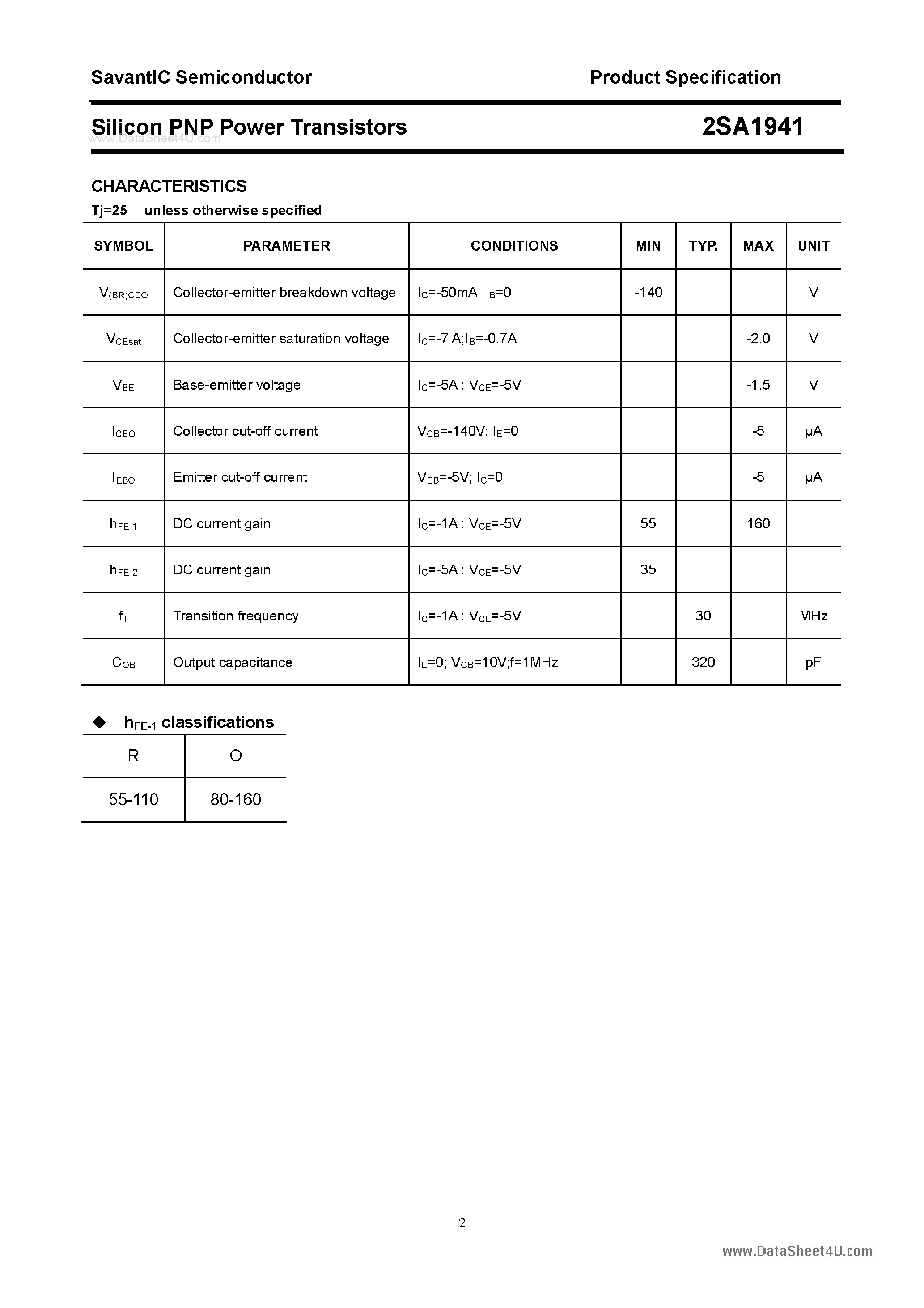 Datasheet 2SA1941 - SILICON POWER TRANSISTOR page 2
