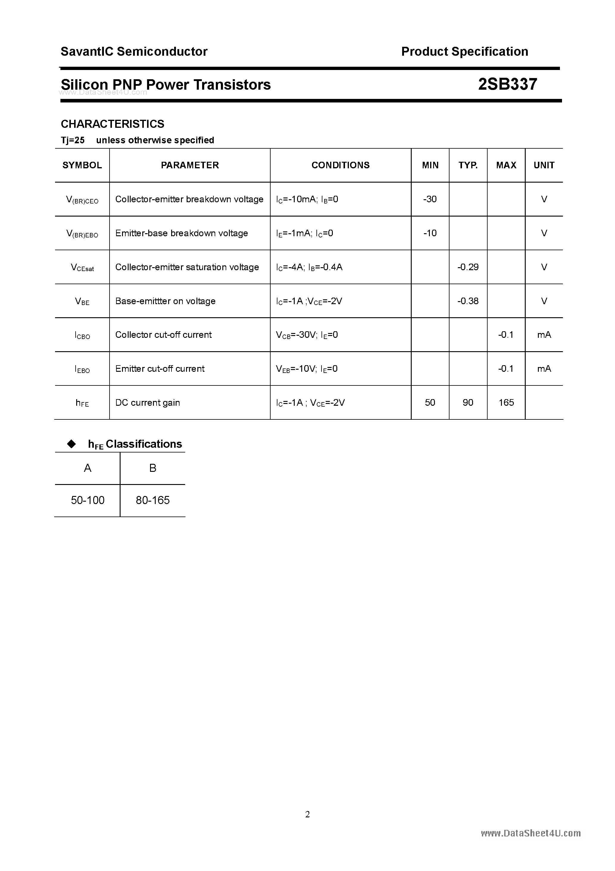 Datasheet 2SB337 - SILICON POWER TRANSISTOR page 2