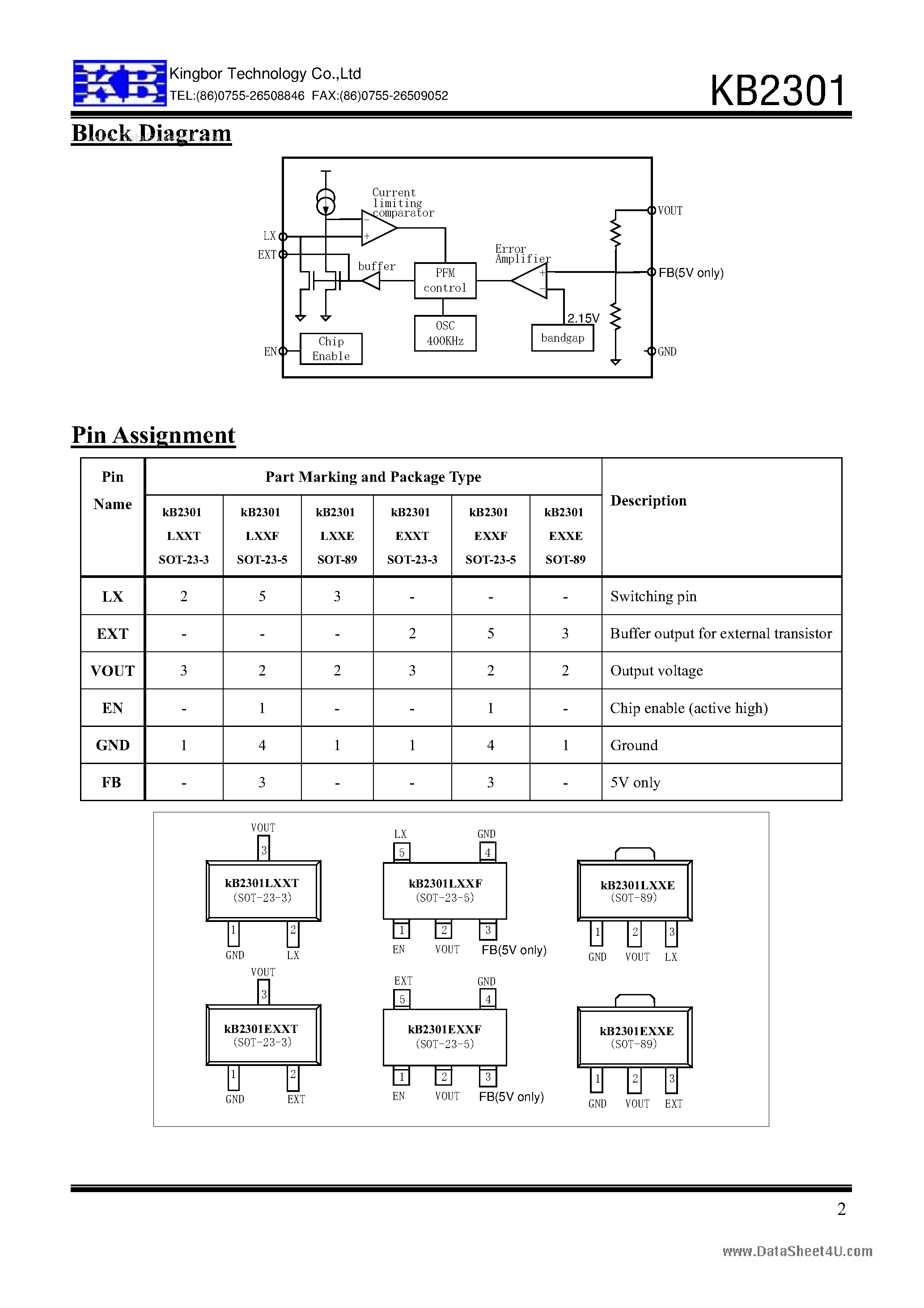 Даташит KB2301 - Step-Up DC-DC Converter страница 2