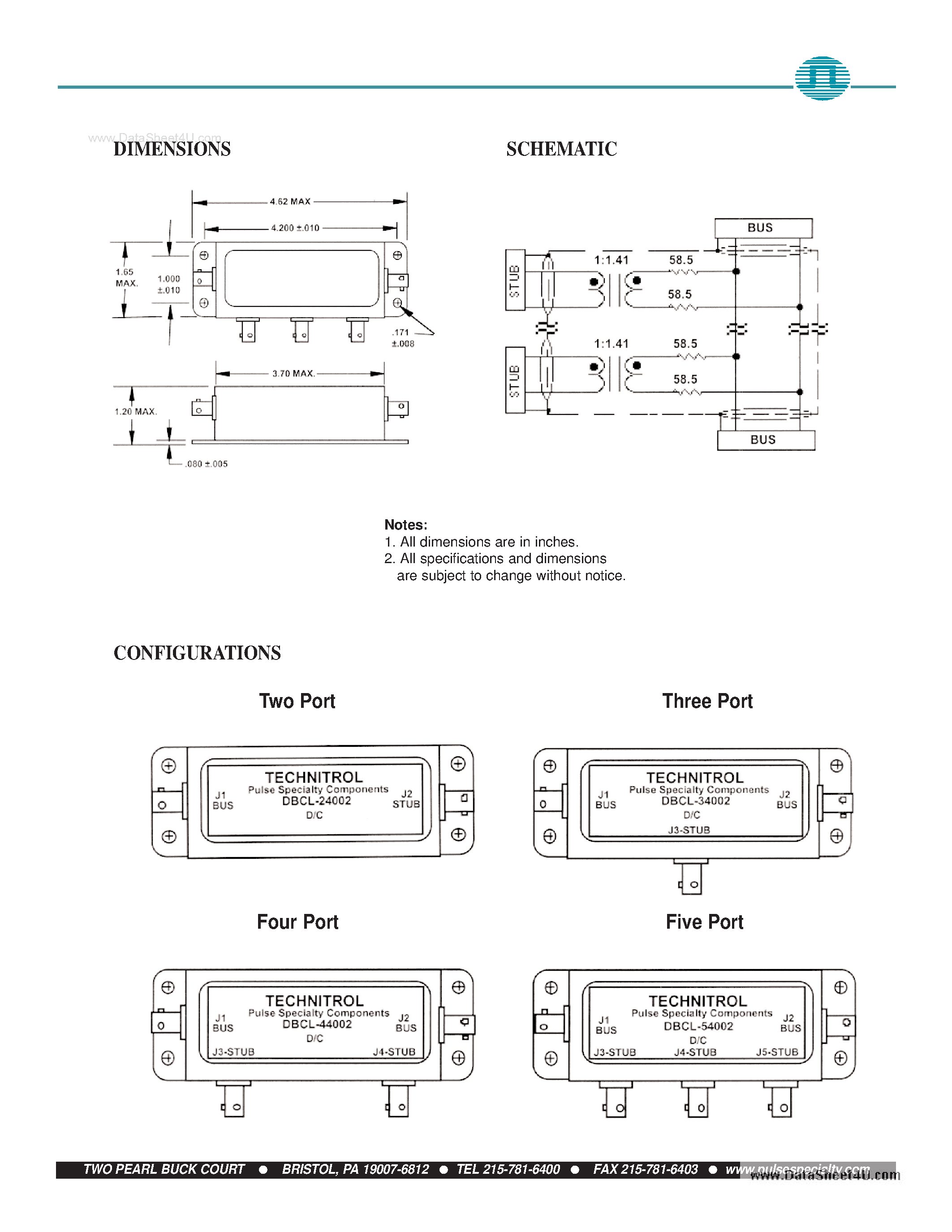 Datasheet MIL-STD-1553 - Data Bus Couplers page 2