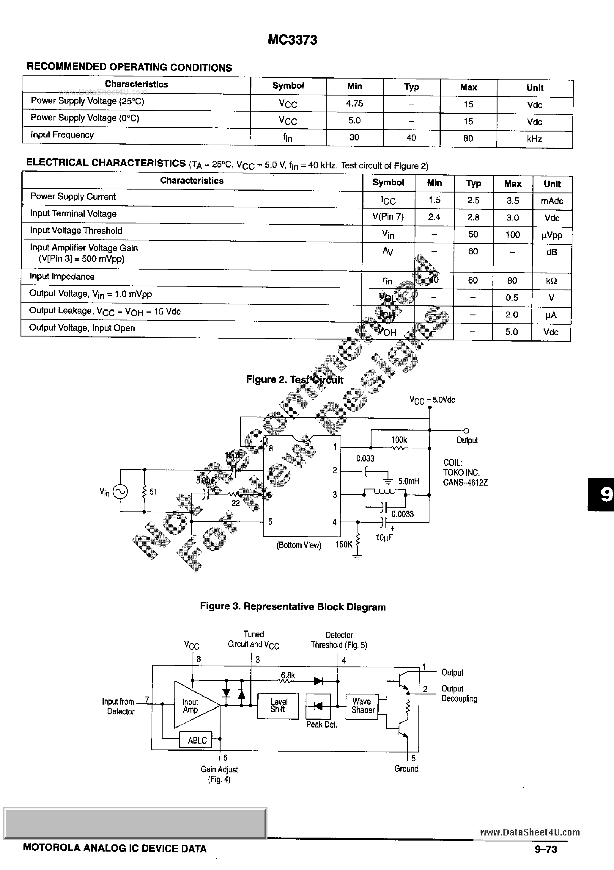 Datasheet MC3373 page 2 Datasheet MC3373 - Remote Control Amplifier / Detector page 2