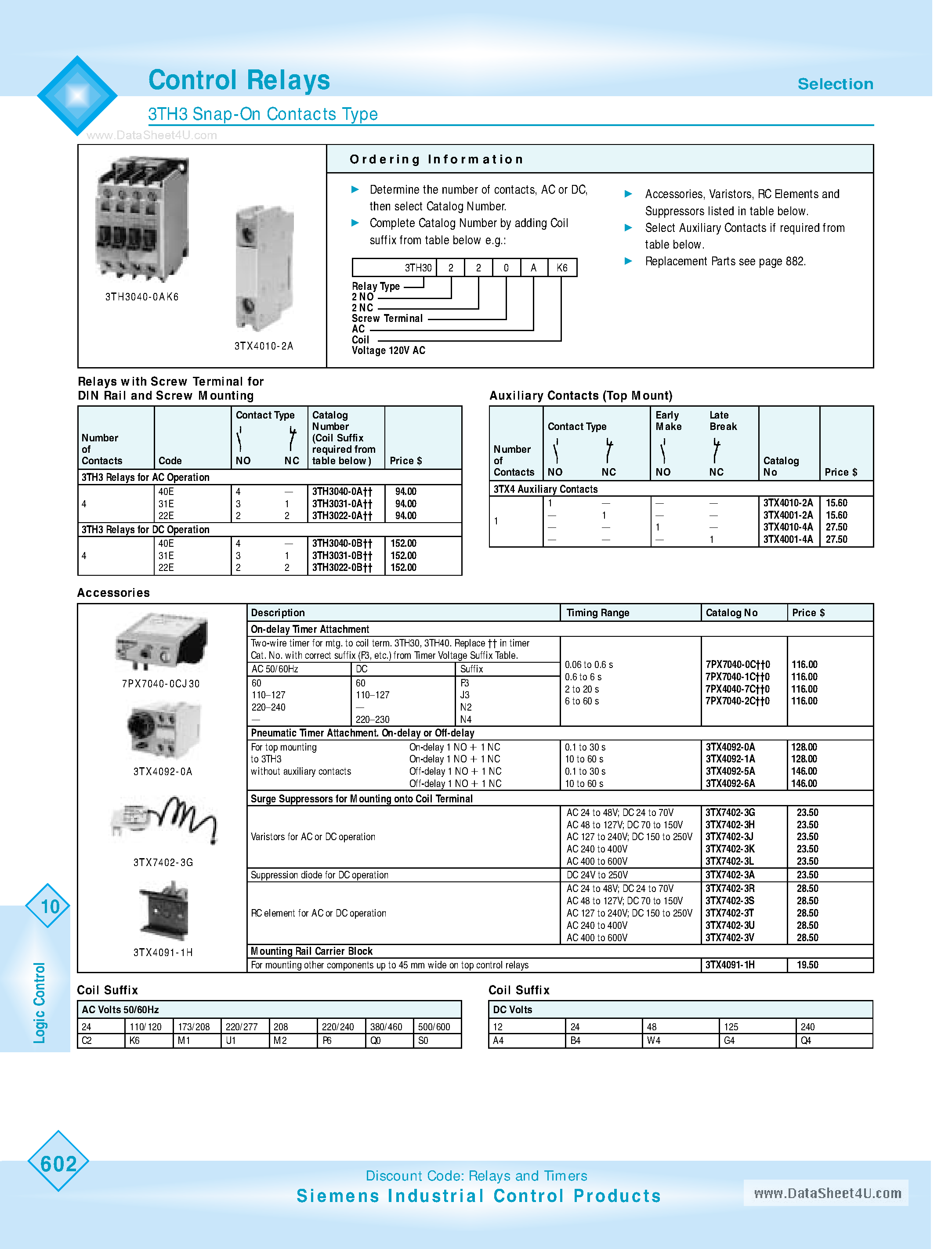 Datasheet 3TX4010-2A - Control Relays page 1