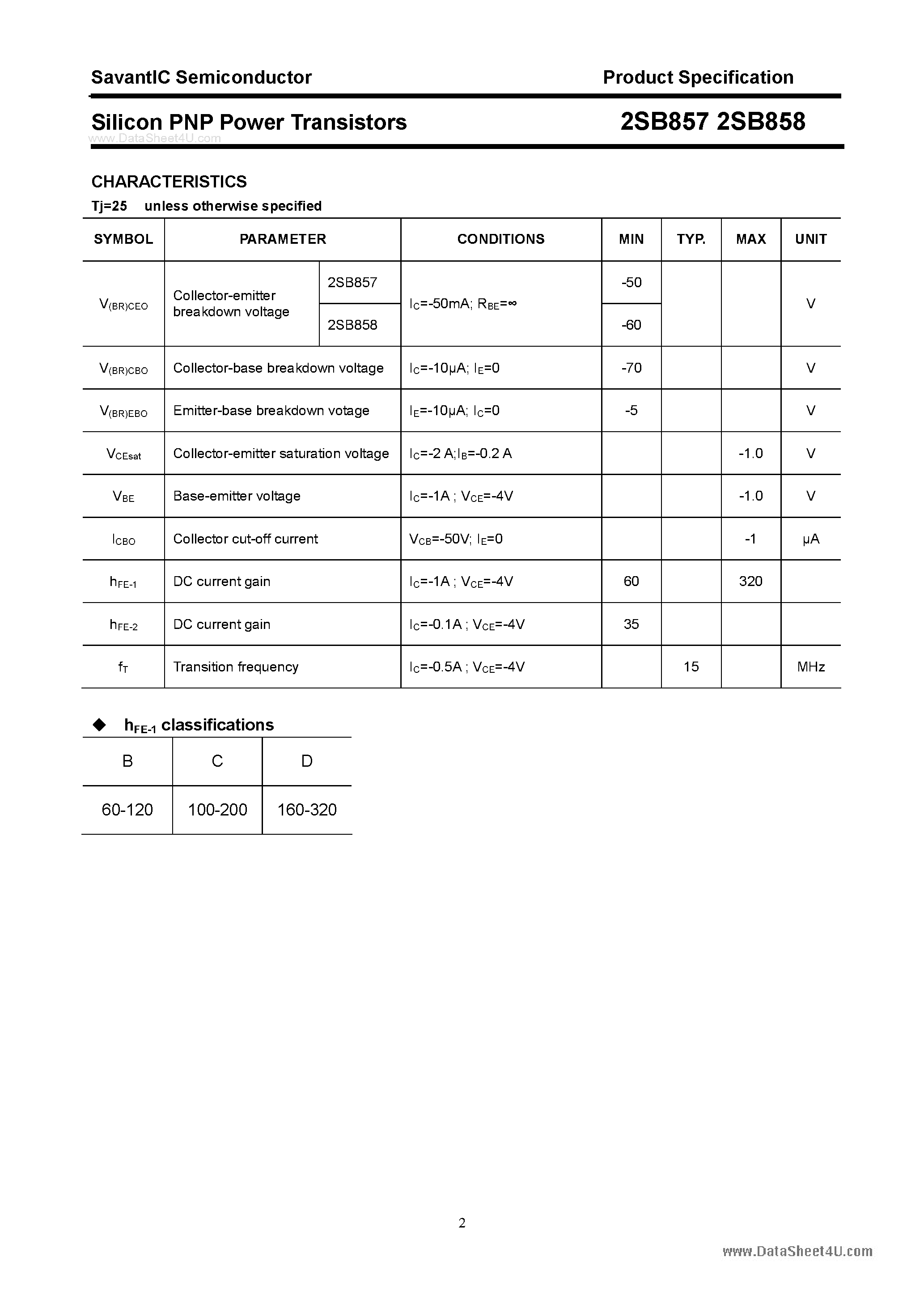 Даташит 2SB857 - (2SB857 / 2SB858) SILICON POWER TRANSISTOR страница 2