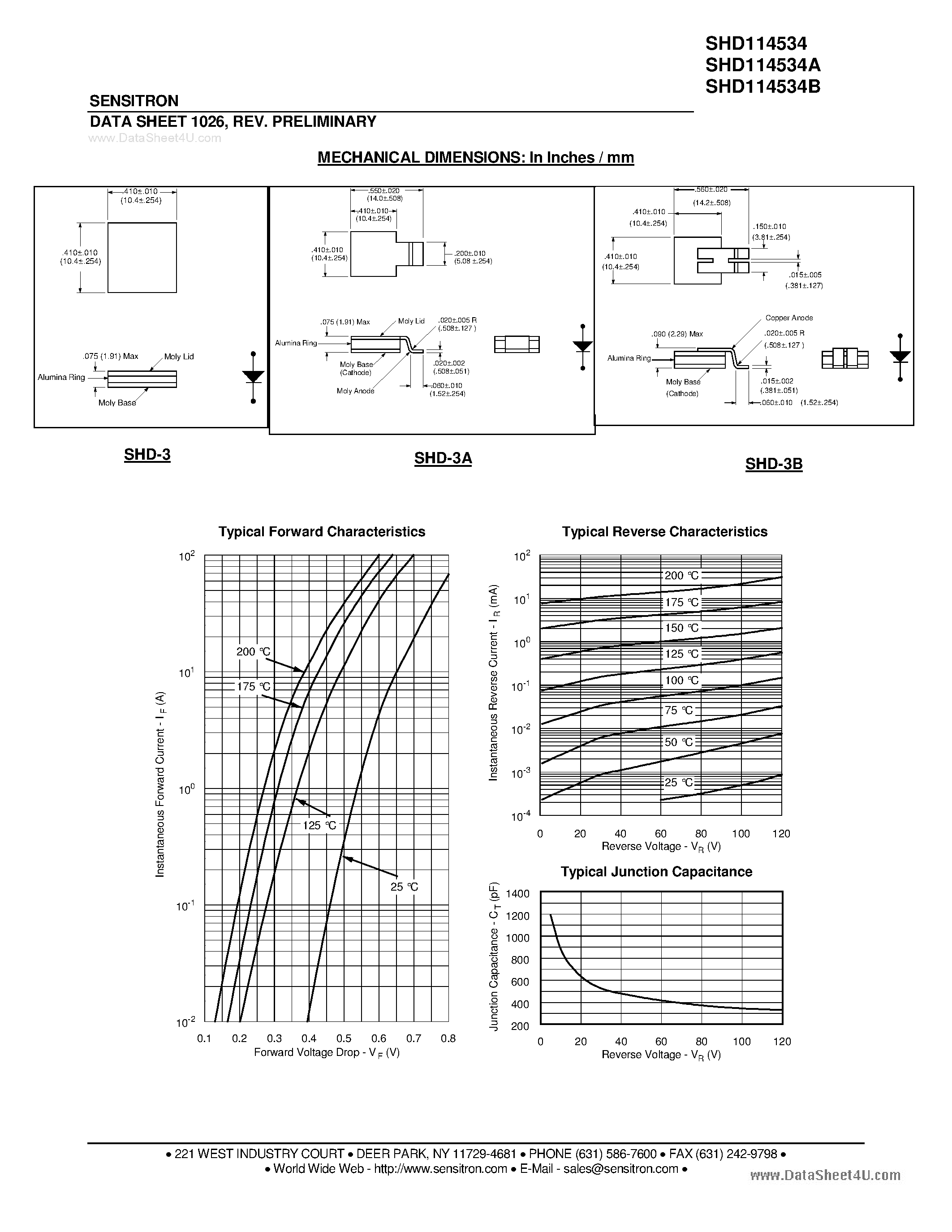 Datasheet SHD114534 page 2 Datasheet SHD114534 - HERMETIC POWER SCHOTTKY RECTIFIER page 2