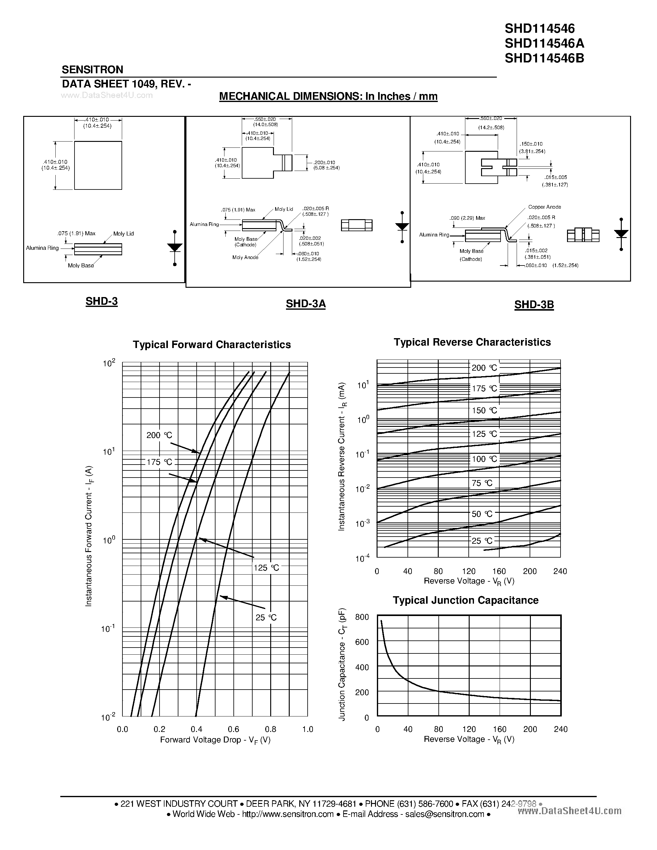 Datasheet SHD114546 page 2 Datasheet SHD114546 - HERMETIC POWER SCHOTTKY RECTIFIER page 2