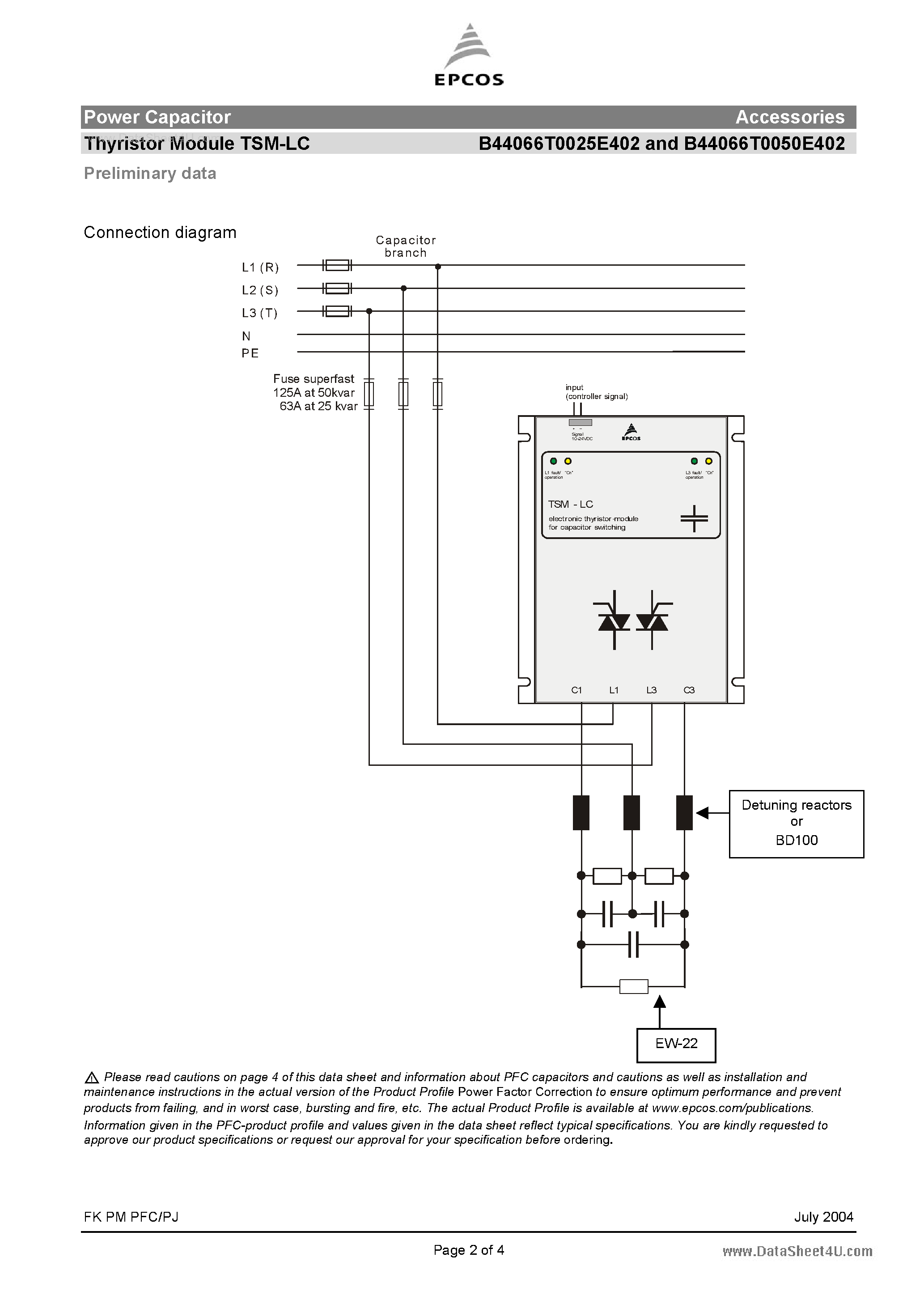 Datasheet B44066T0025E402 page 2 Datasheet B44066T0025E402 - Power Capacitor Accessories Thyristor Module TSM-LC page 2
