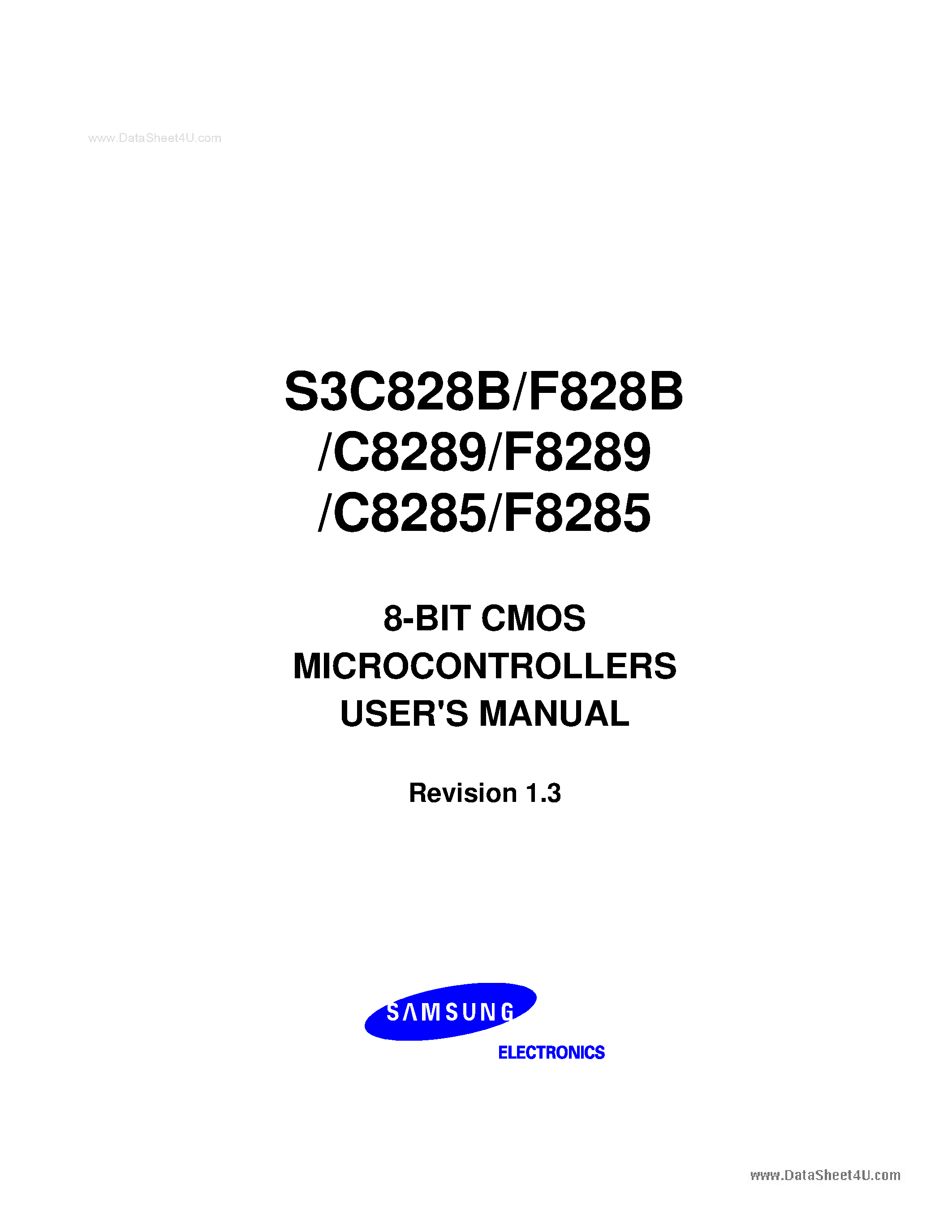 Даташит на микросхему S3C8285 страница 1 Даташит S3C8285 - (S3C828x) 8-BIT CMOS MICROCONTROLLERS страница 1