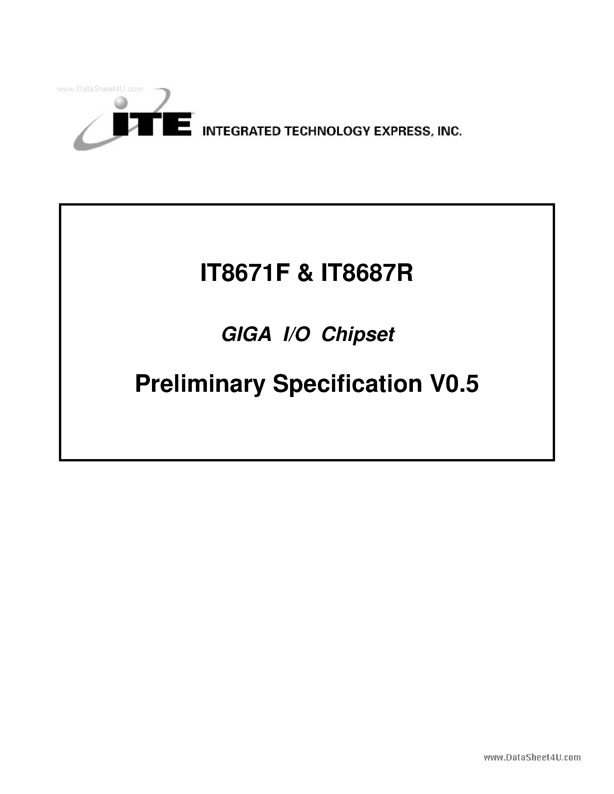 Datasheet IT8671F - (IT8671F / IT8687R) GIGA I/O Chipset page 1