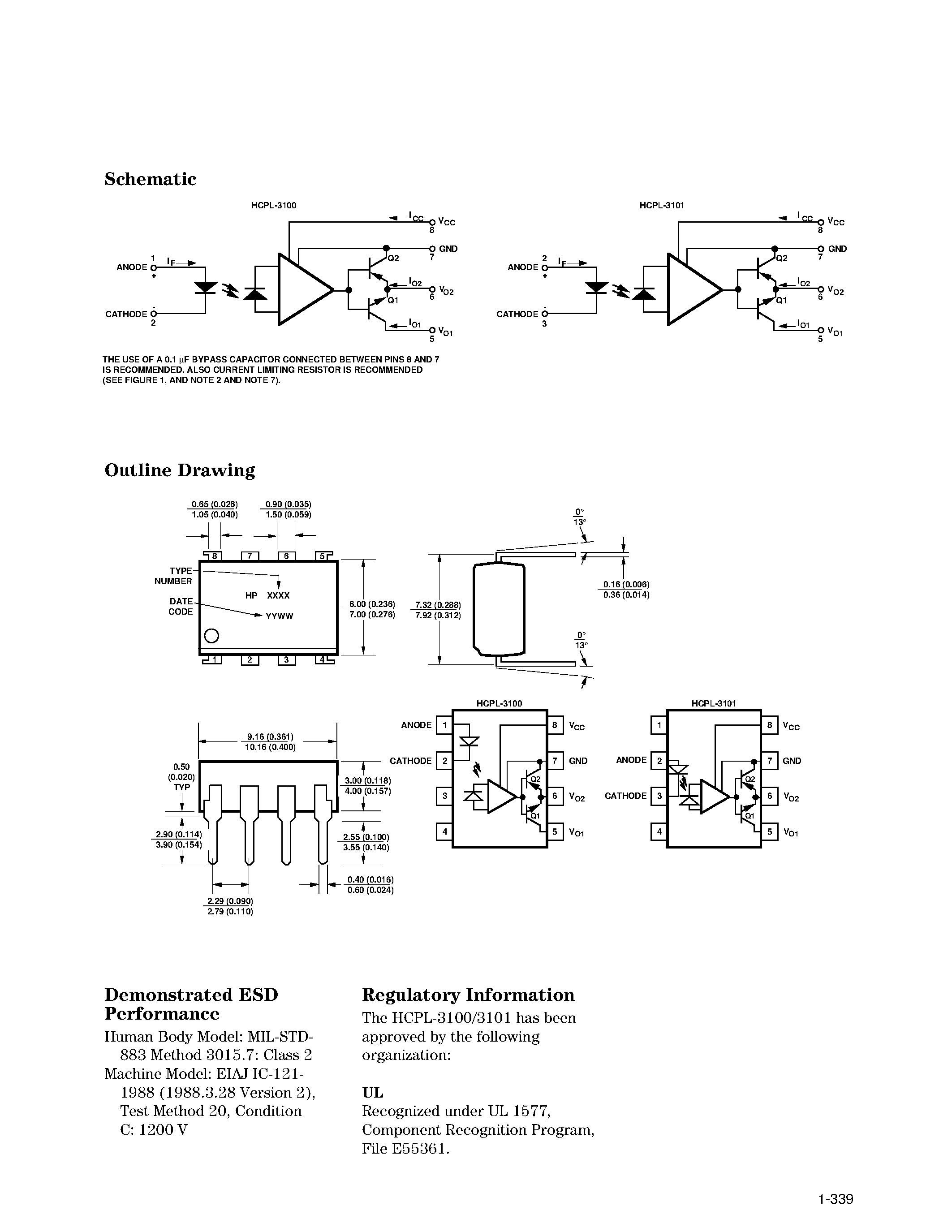 Даташит HCPL-3100 - Power MOSFET/IGBT Gate Drive Optocouplers страница 2