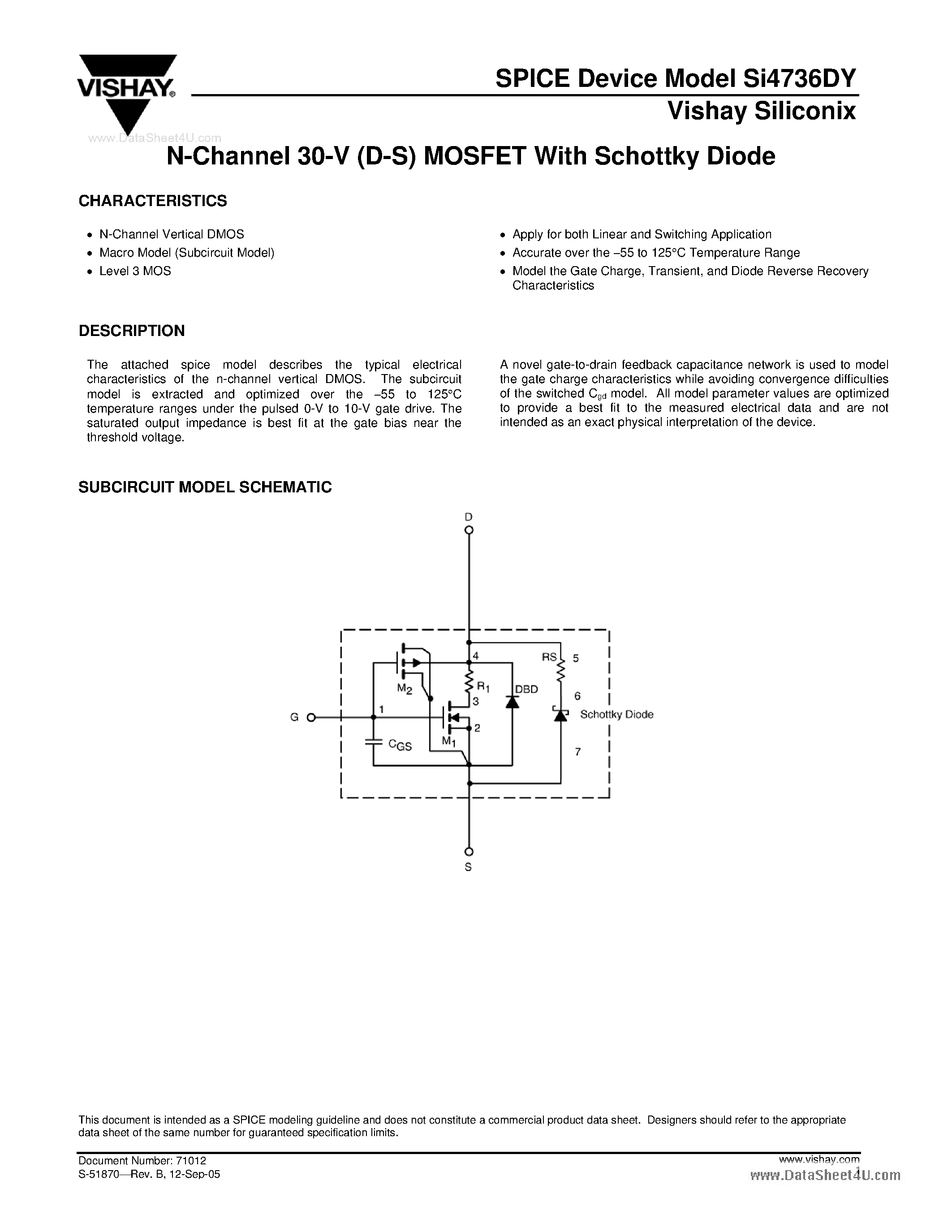 Даташит SI4736DY - N-Channel 30-V (D-S) MOSFET страница 1