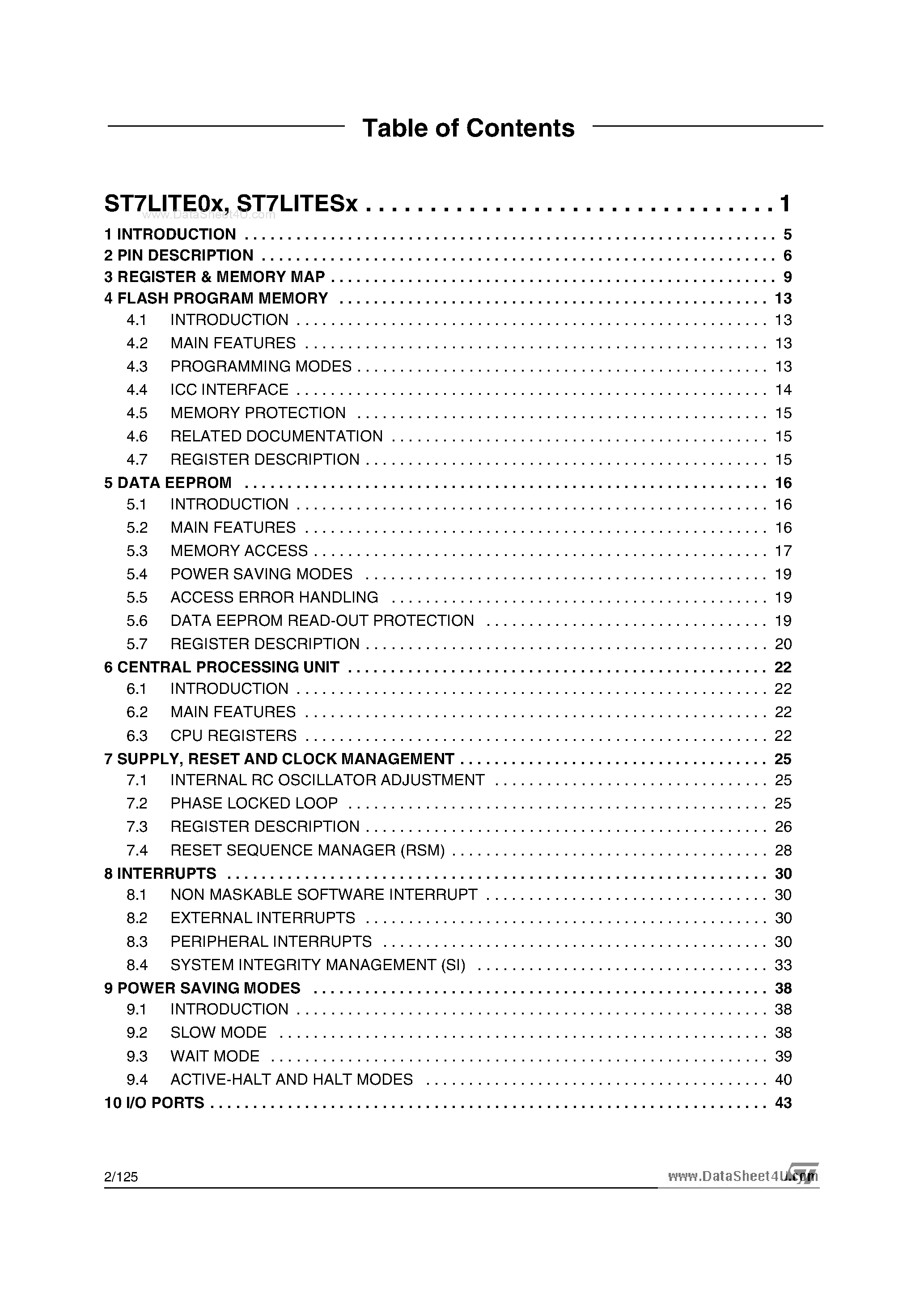 Datasheet 7FLITES2 - Search -----> ST7FLITES2 page 2