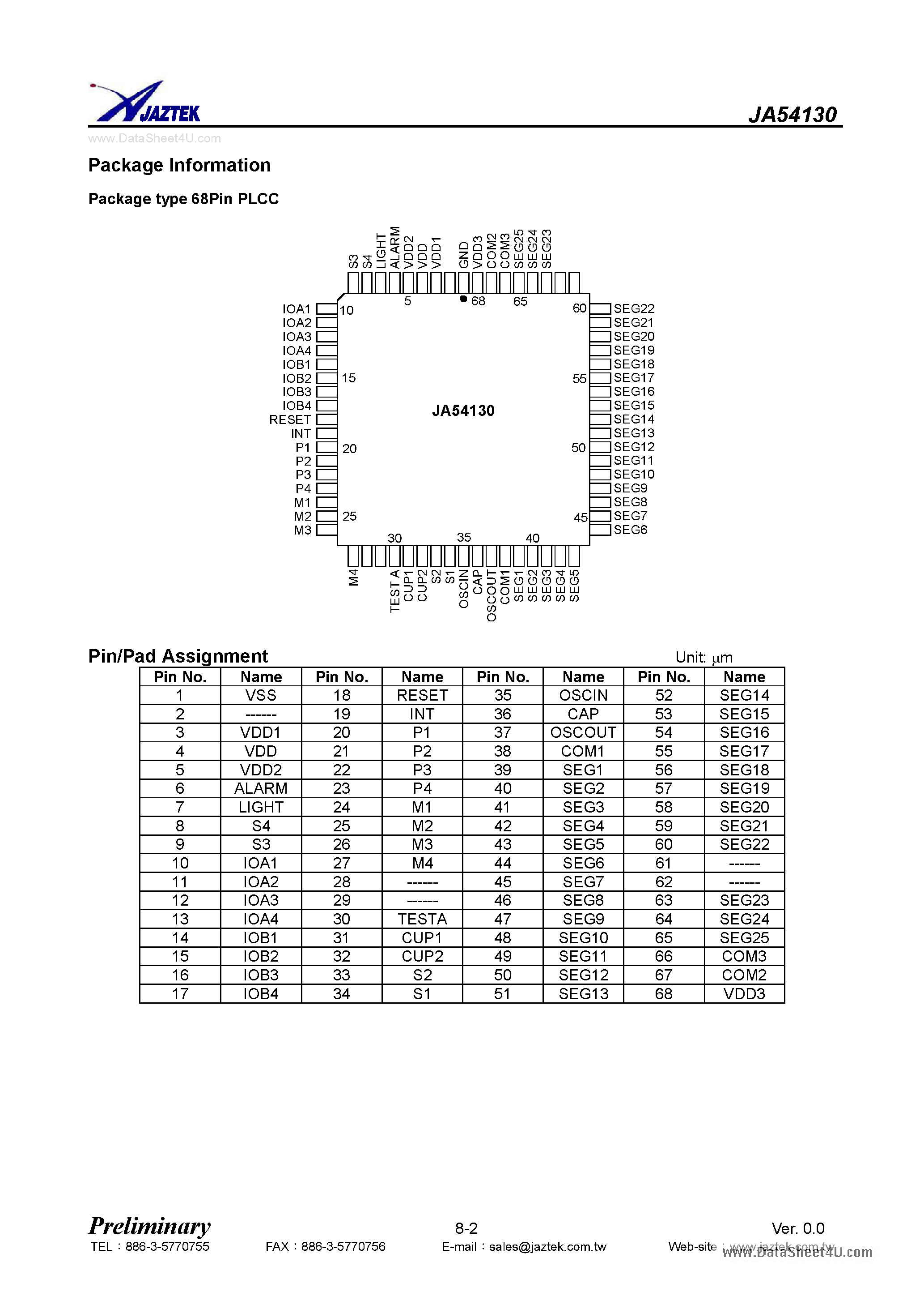Даташит JA54130 - 4-Bit Micro Controller страница 2