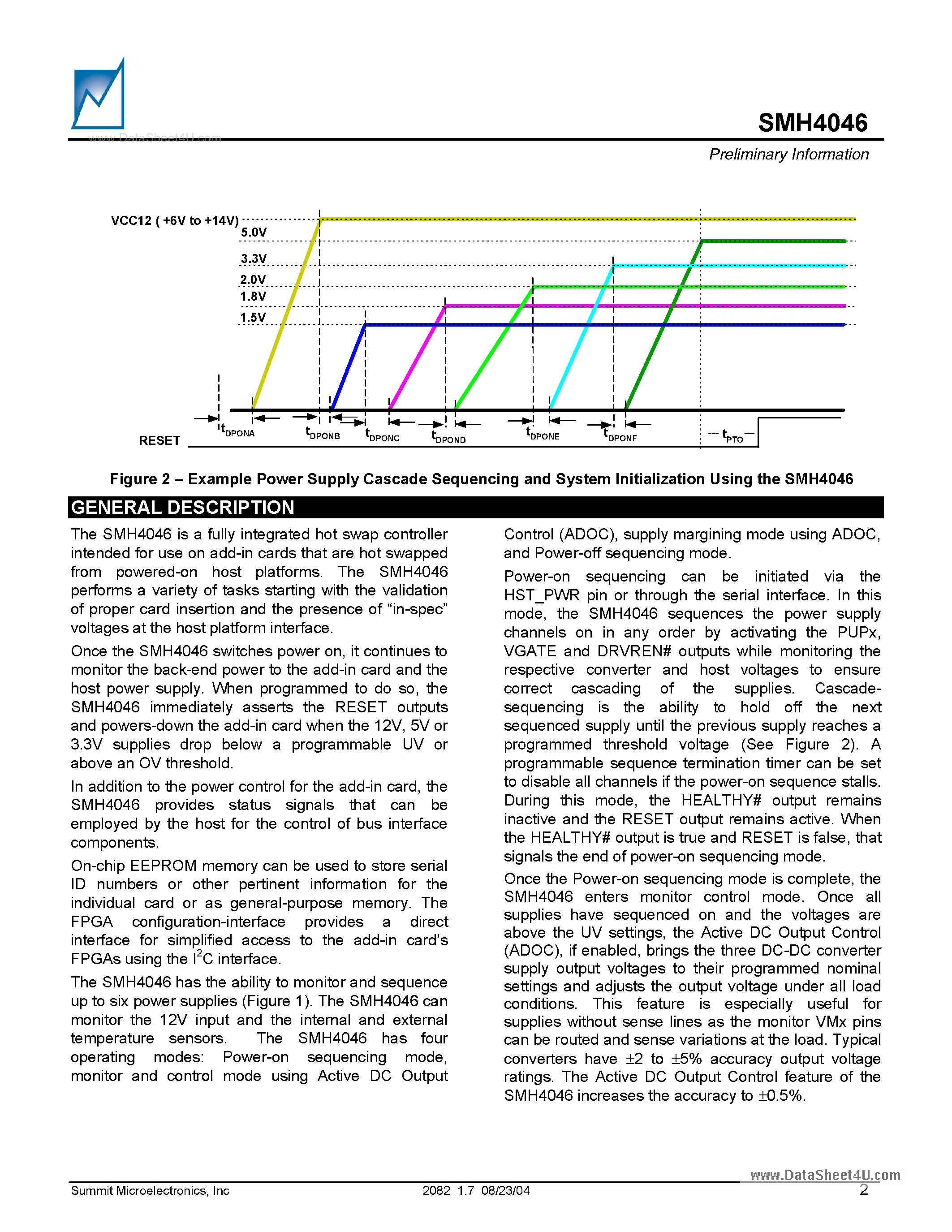Даташит на микросхему SMH4046 страница 2 Даташит SMH4046 - Active DC Output Control (ADOCTM) Power Manager страница 2