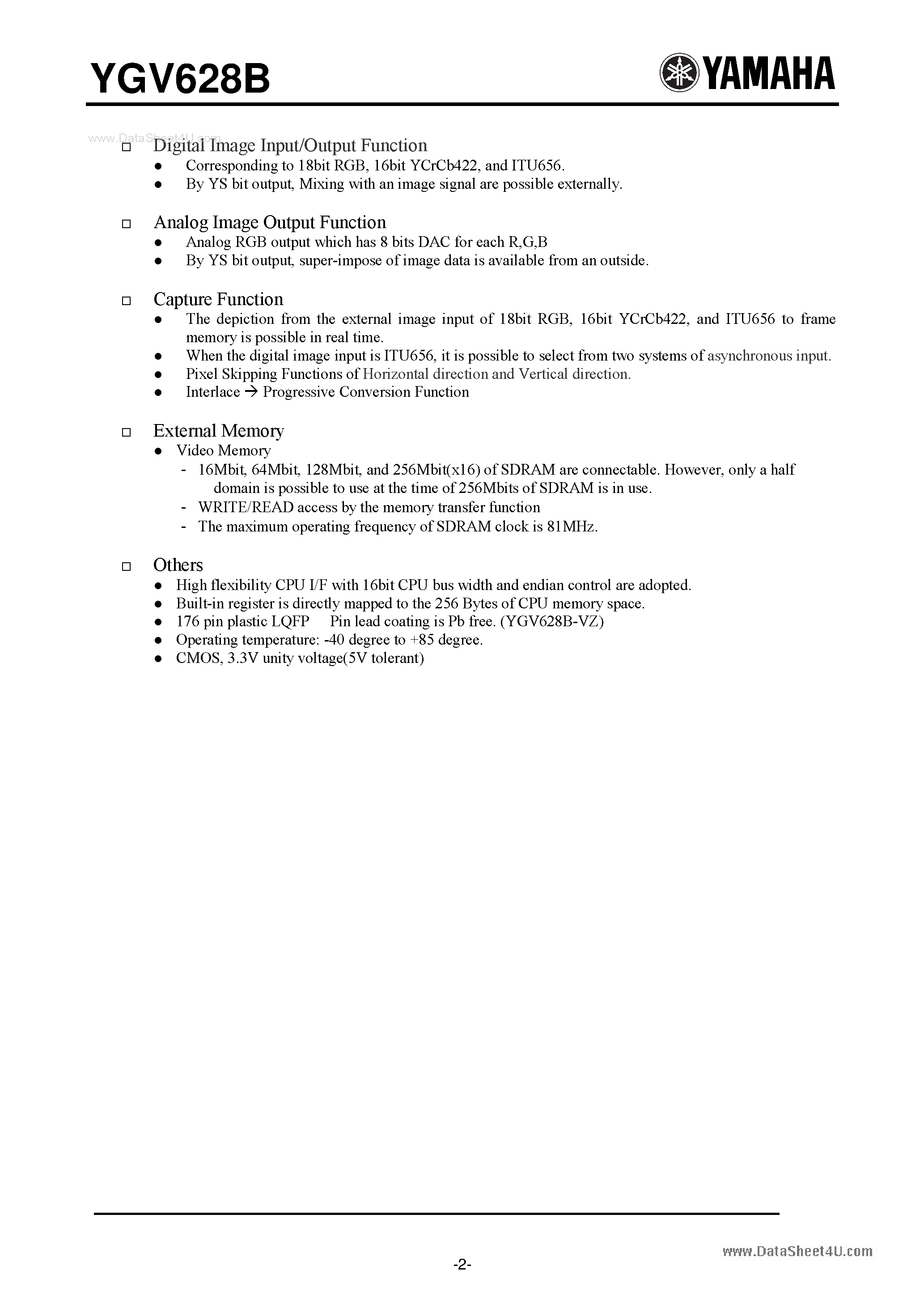 Datasheet YGV628B - AVDP7 Advanced Video Display Processor 7 page 2