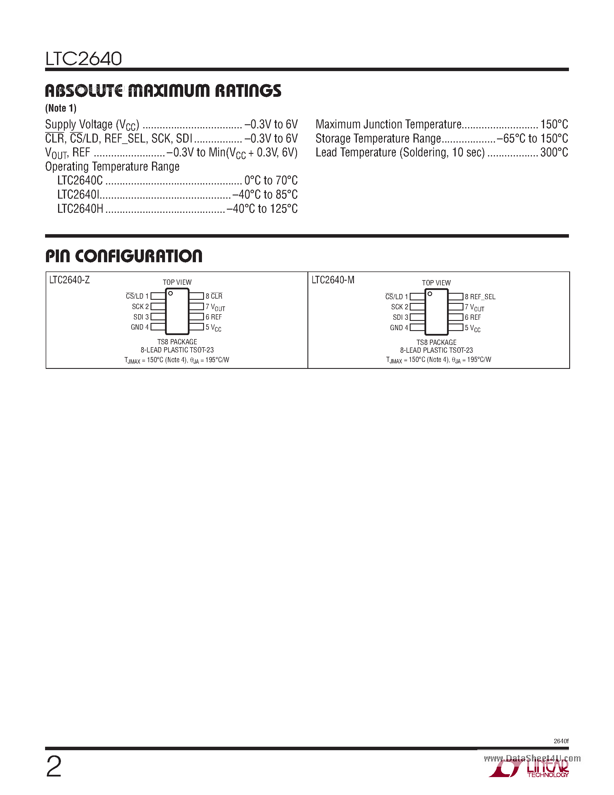 Datasheet LTC2640 - Single 12-Bit SPI VOUT DACs page 2