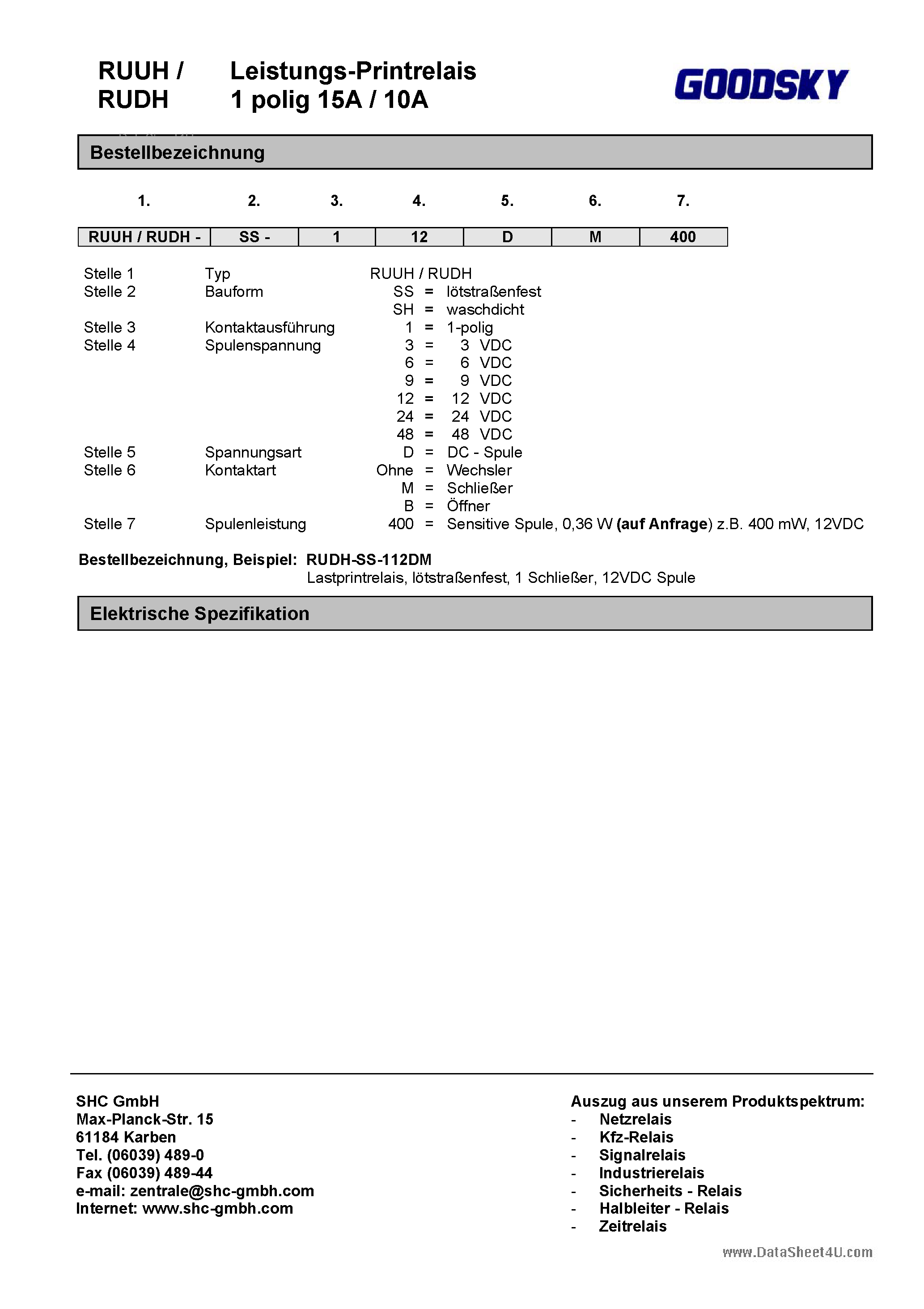 Datasheet RUDH-SH-112D - Relay page 2