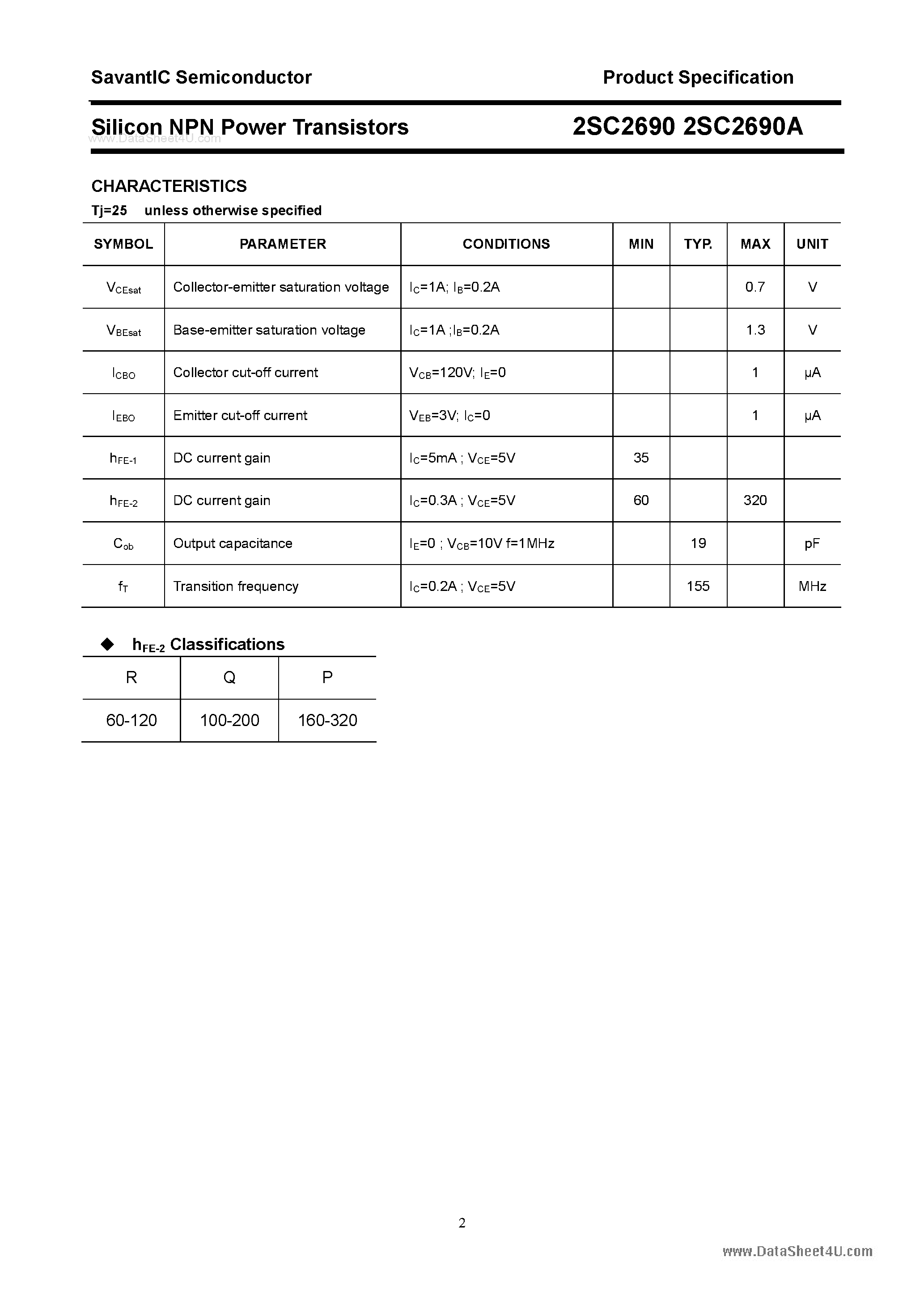 Datasheet 2SC2690A - SILICON POWER TRANSISTOR page 2