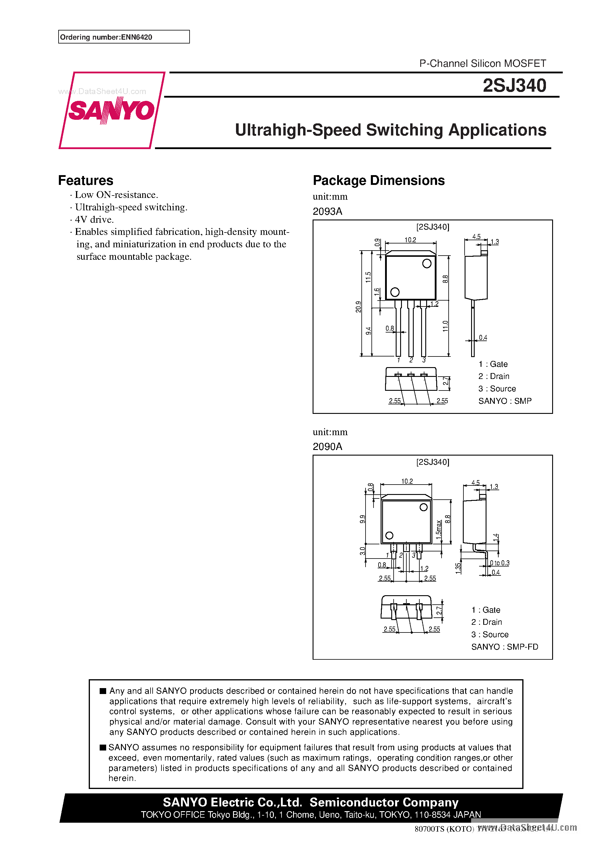 Даташит J340 - Search -----> 2SJ340 страница 1