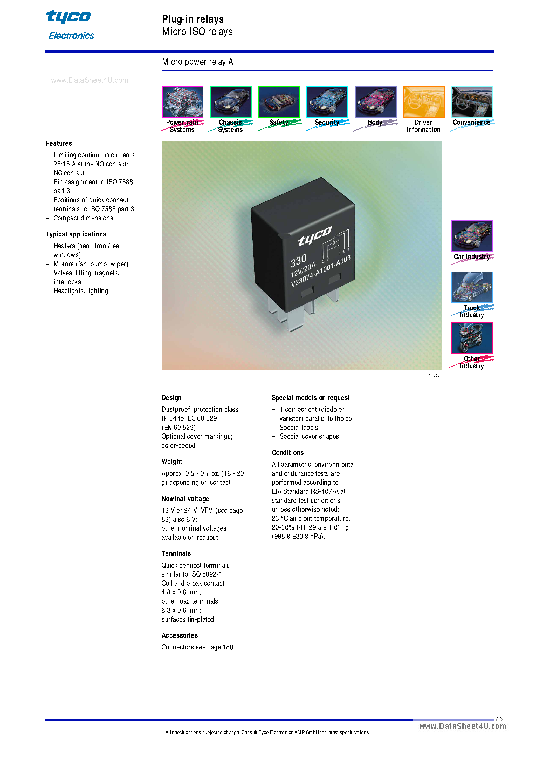 Datasheet V23074-A1001-A403 page 1 Datasheet V23074-A1001-A403 - Relay page 1
