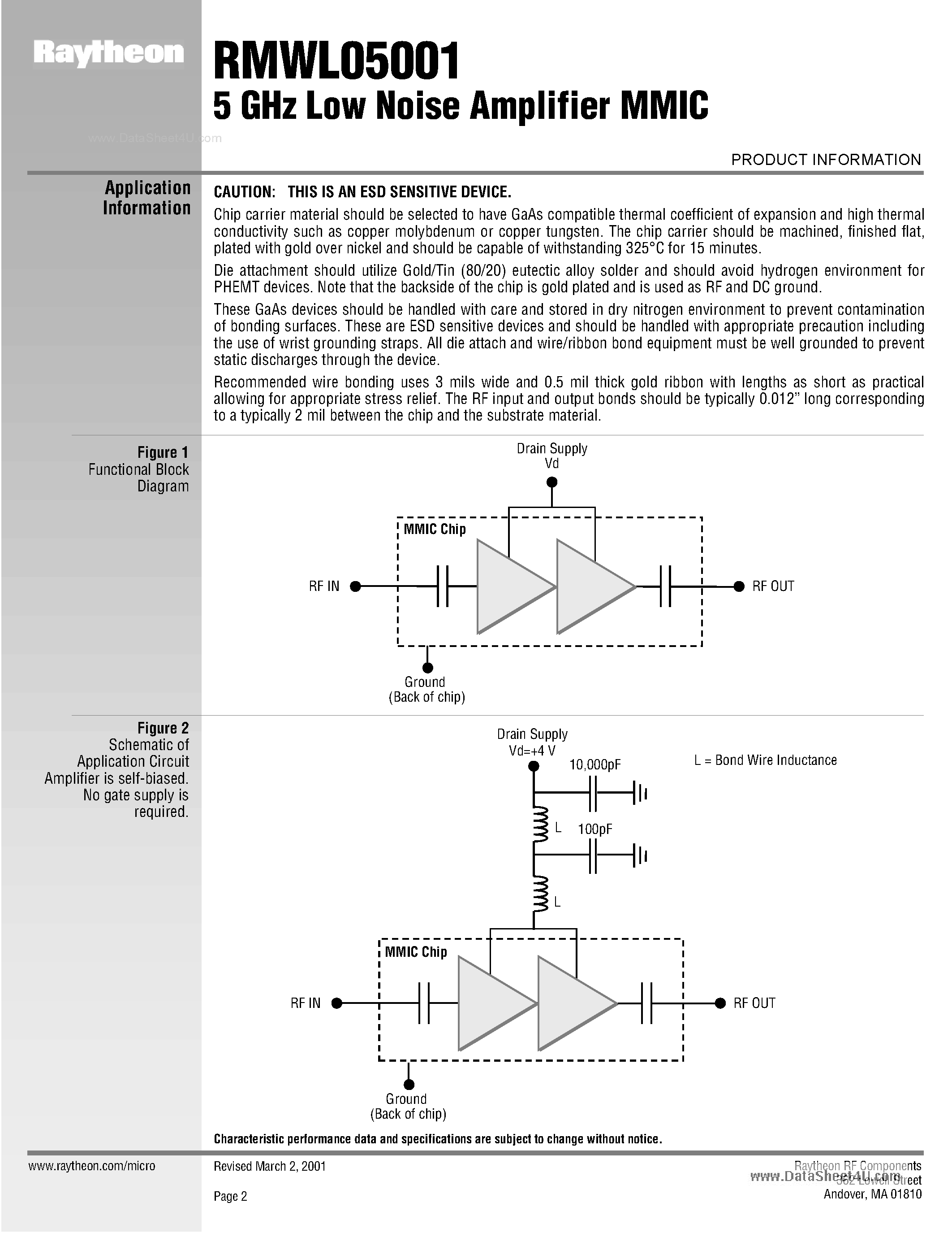 Datasheet RMWL05001 - 5 GHZ Low Noise Amplifier Mmic page 2
