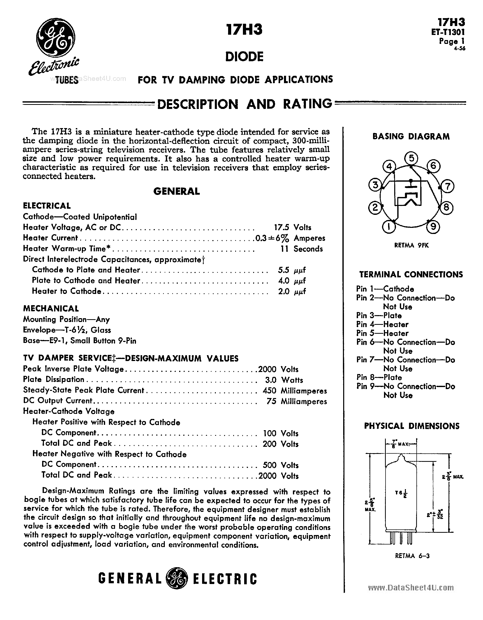 Datasheet 17H3 page 1 Datasheet 17H3 - DIODE page 1