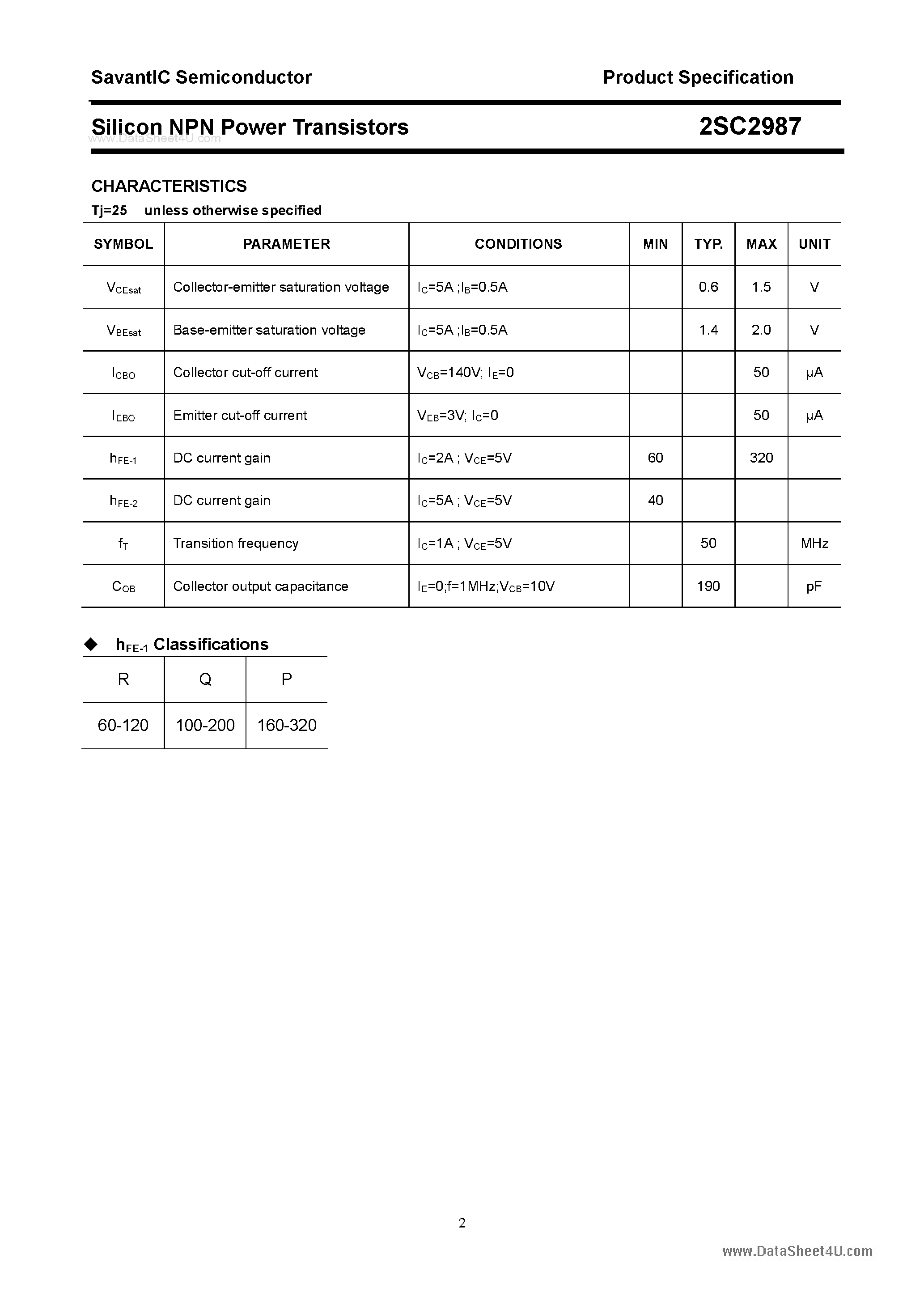 Datasheet 2SC2987 - SILICON POWER TRANSISTOR page 2
