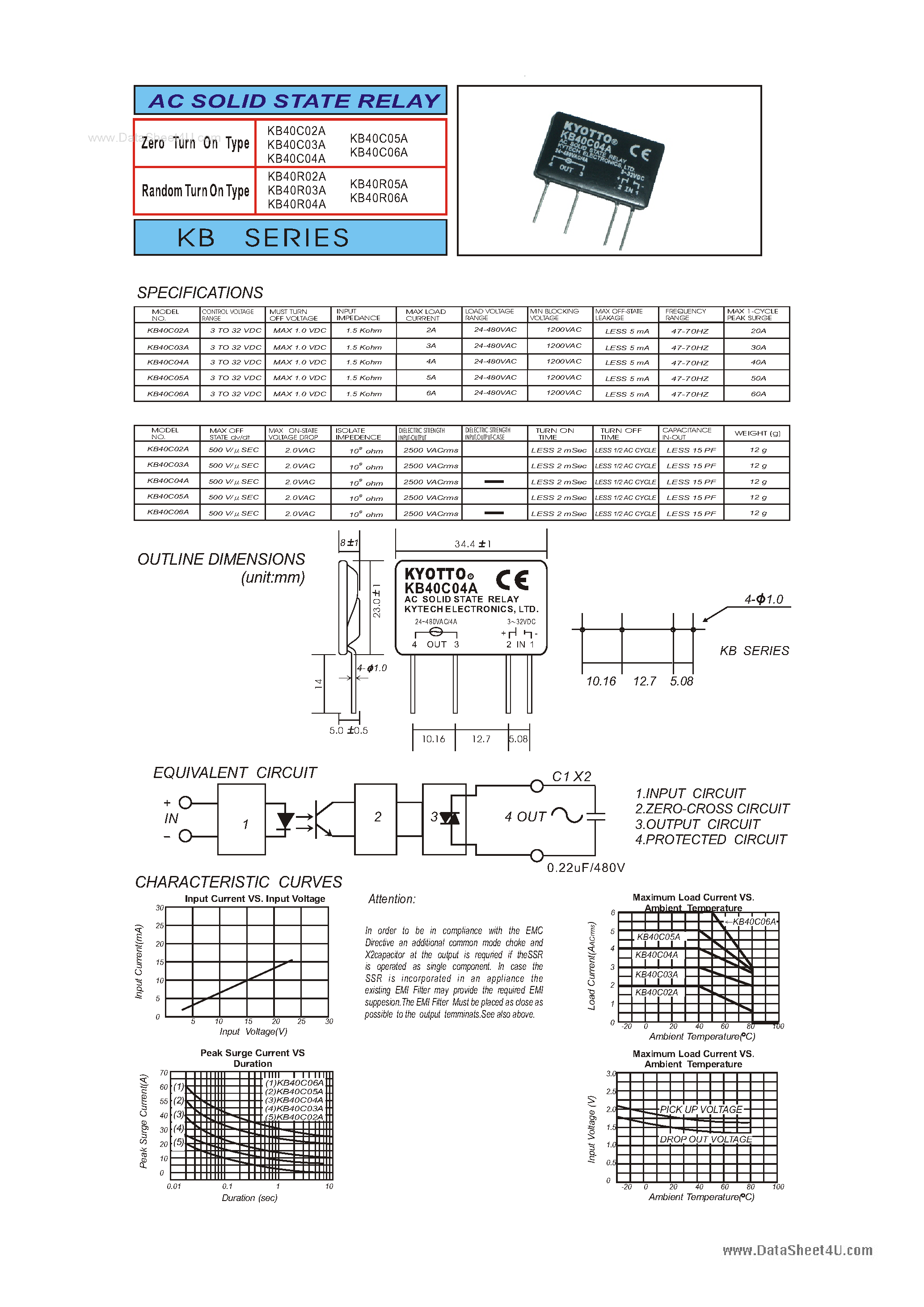 Даташит KB40C02A - AC Solid State Relay страница 1