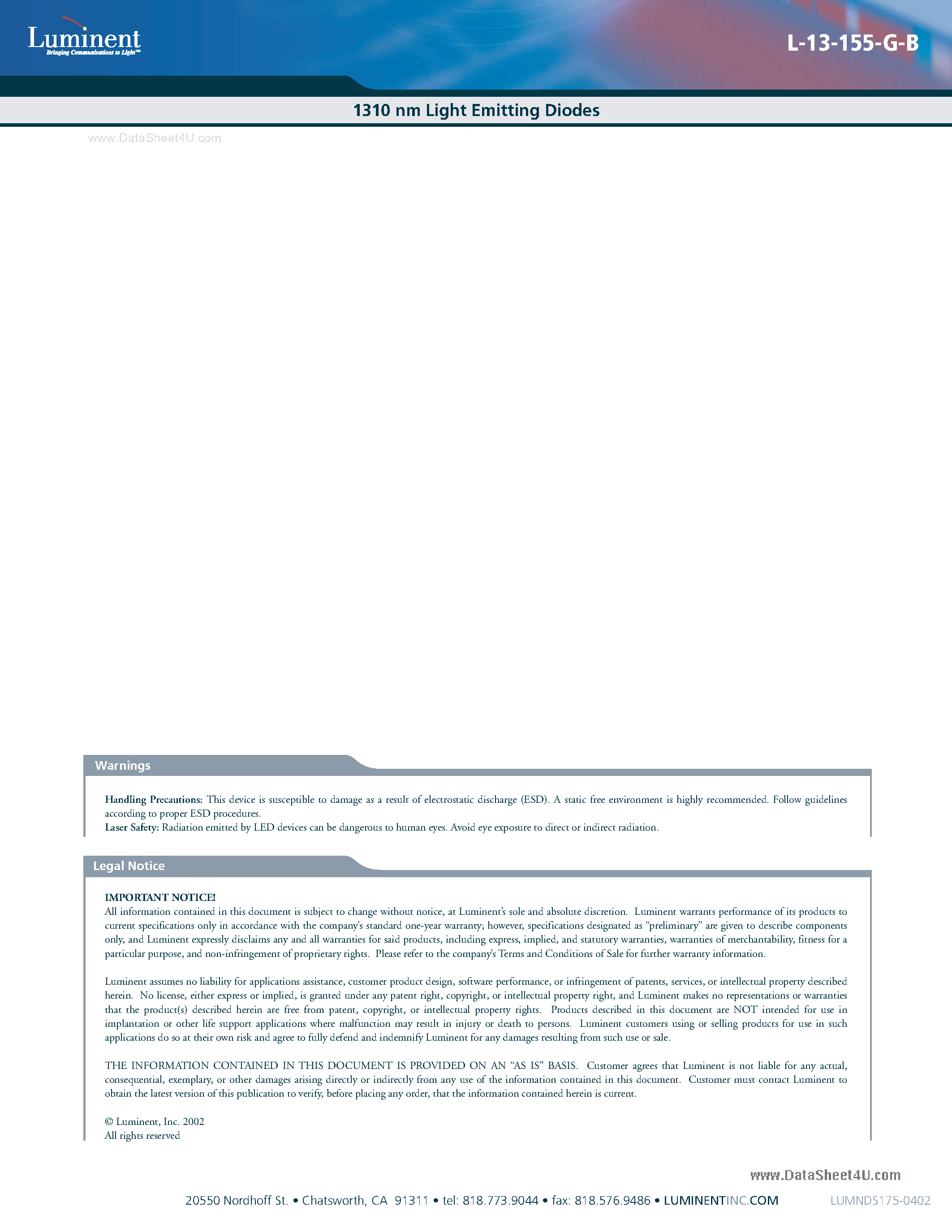 Datasheet L-13-155-G-B - Light Emitting Diodes page 2