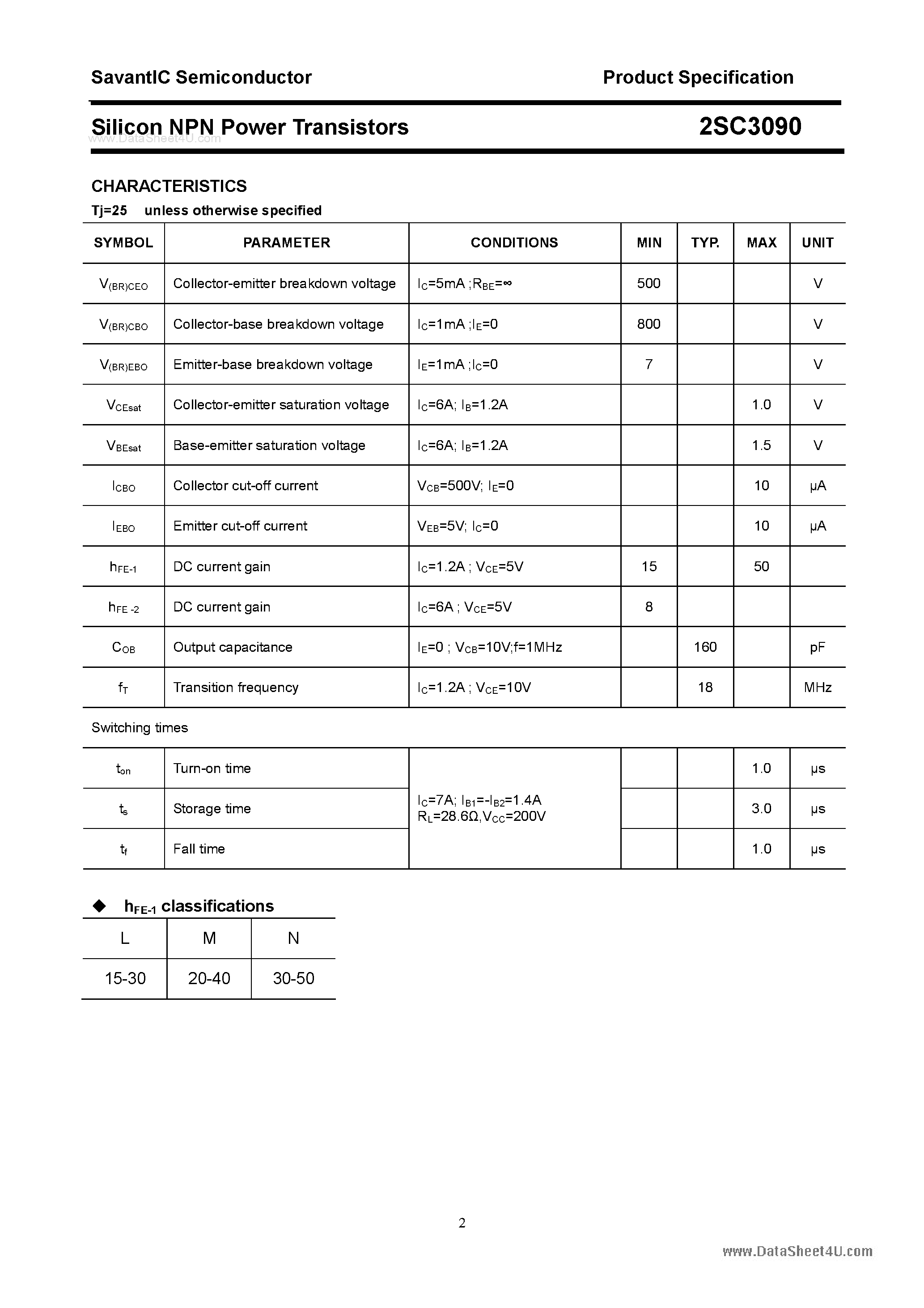 Datasheet 2SC3090 - SILICON POWER TRANSISTOR page 2