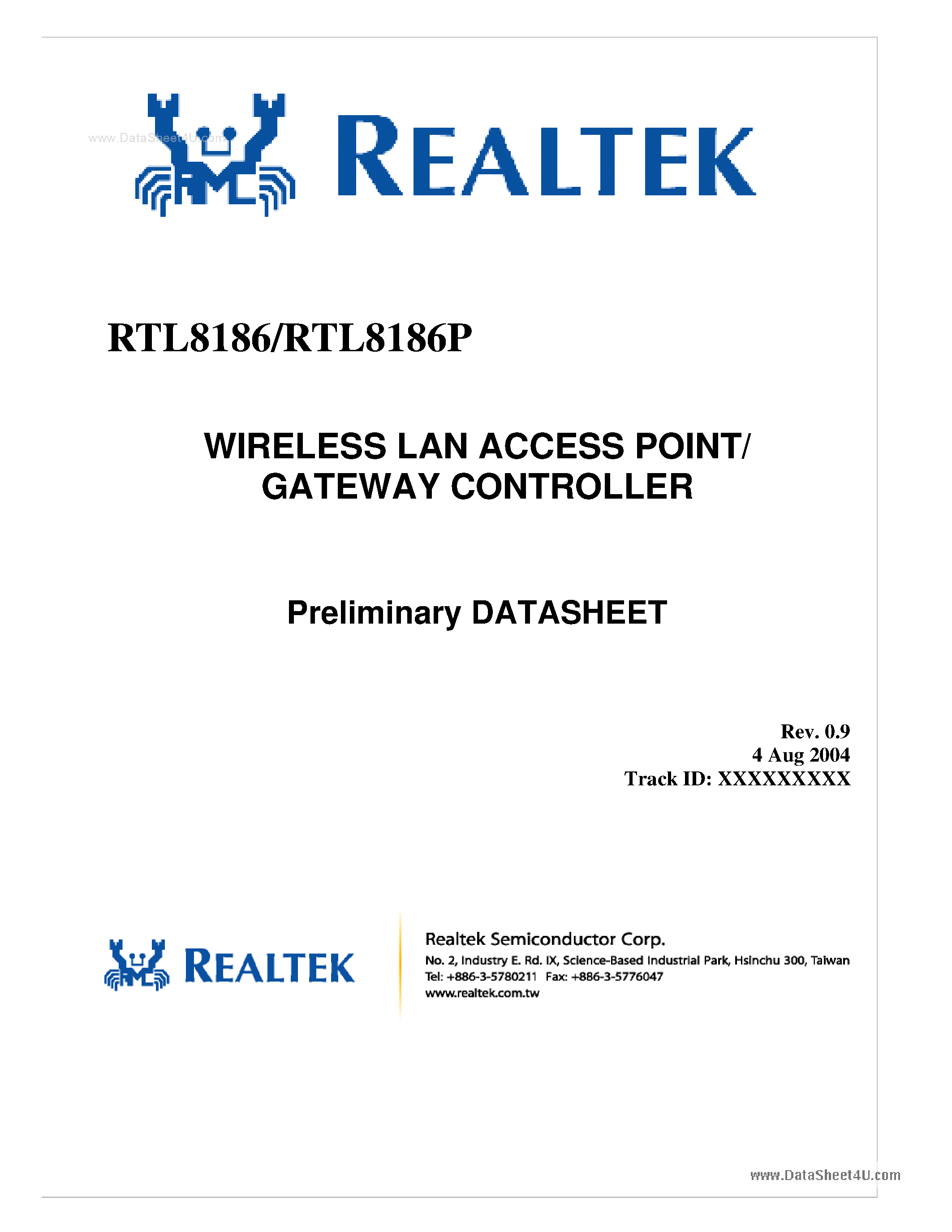 Даташит RTL8186 - Wireless LAN Access Point/Gateway Controller страница 1