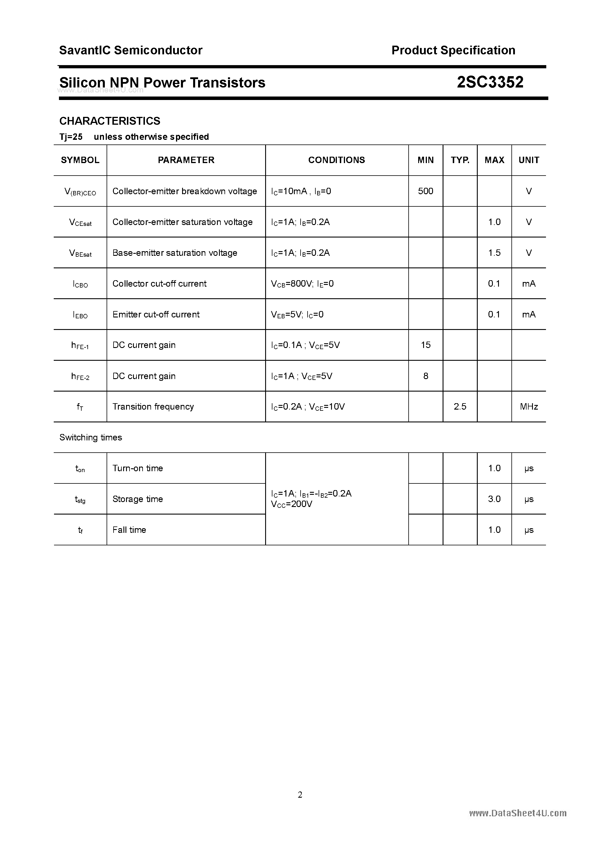 Datasheet 2SC3352 - SILICON POWER TRANSISTOR page 2