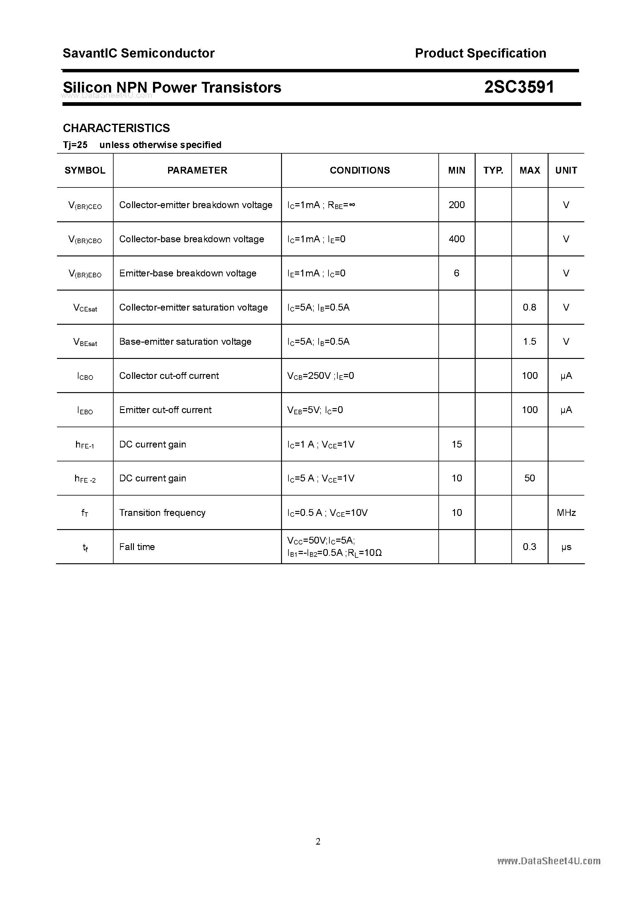 Datasheet 2SC3591 - SILICON POWER TRANSISTOR page 2