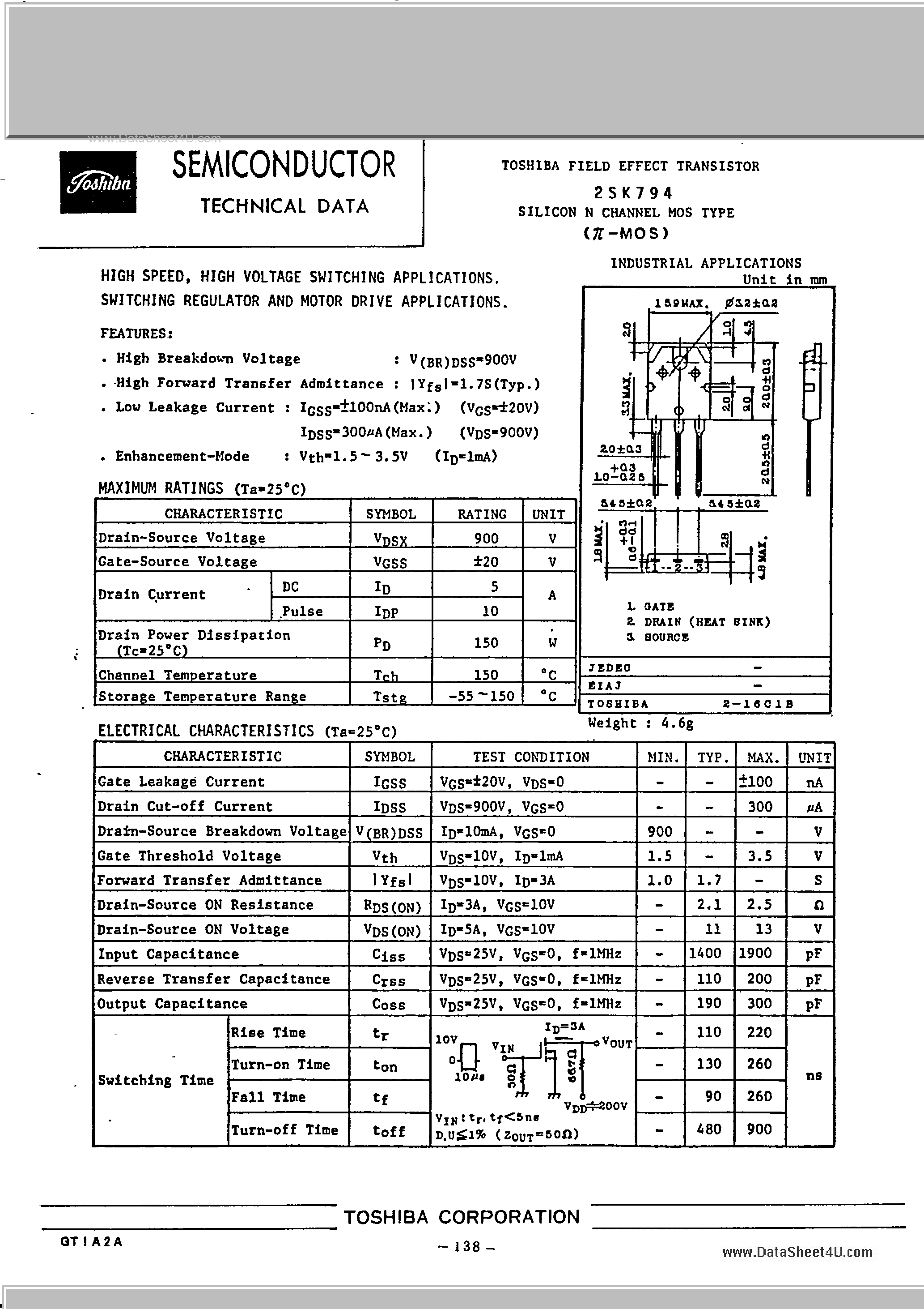 Datasheet K794 - Search -----> 2SK794 page 1