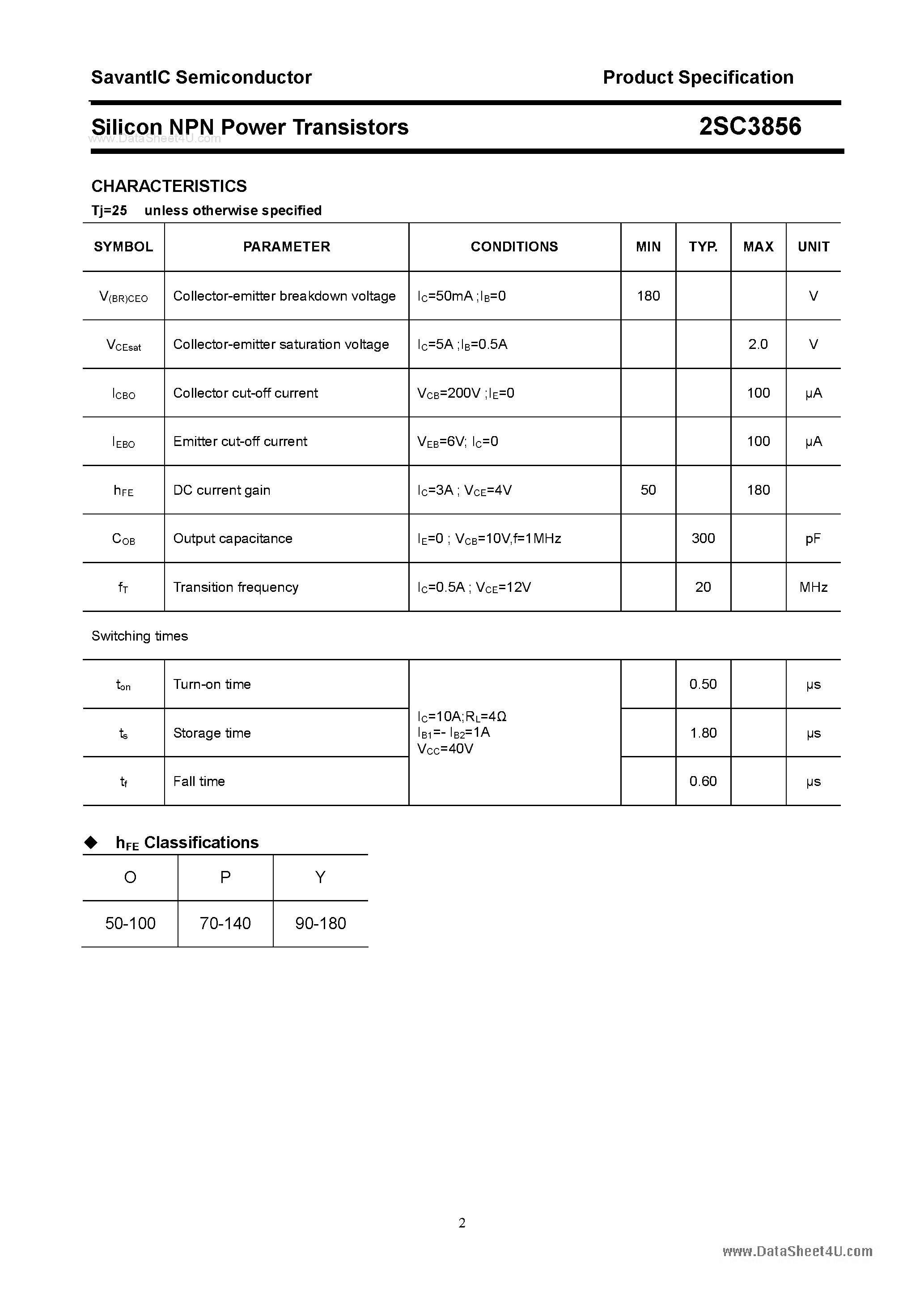 Datasheet 2SC3856 - SILICON POWER TRANSISTOR page 2