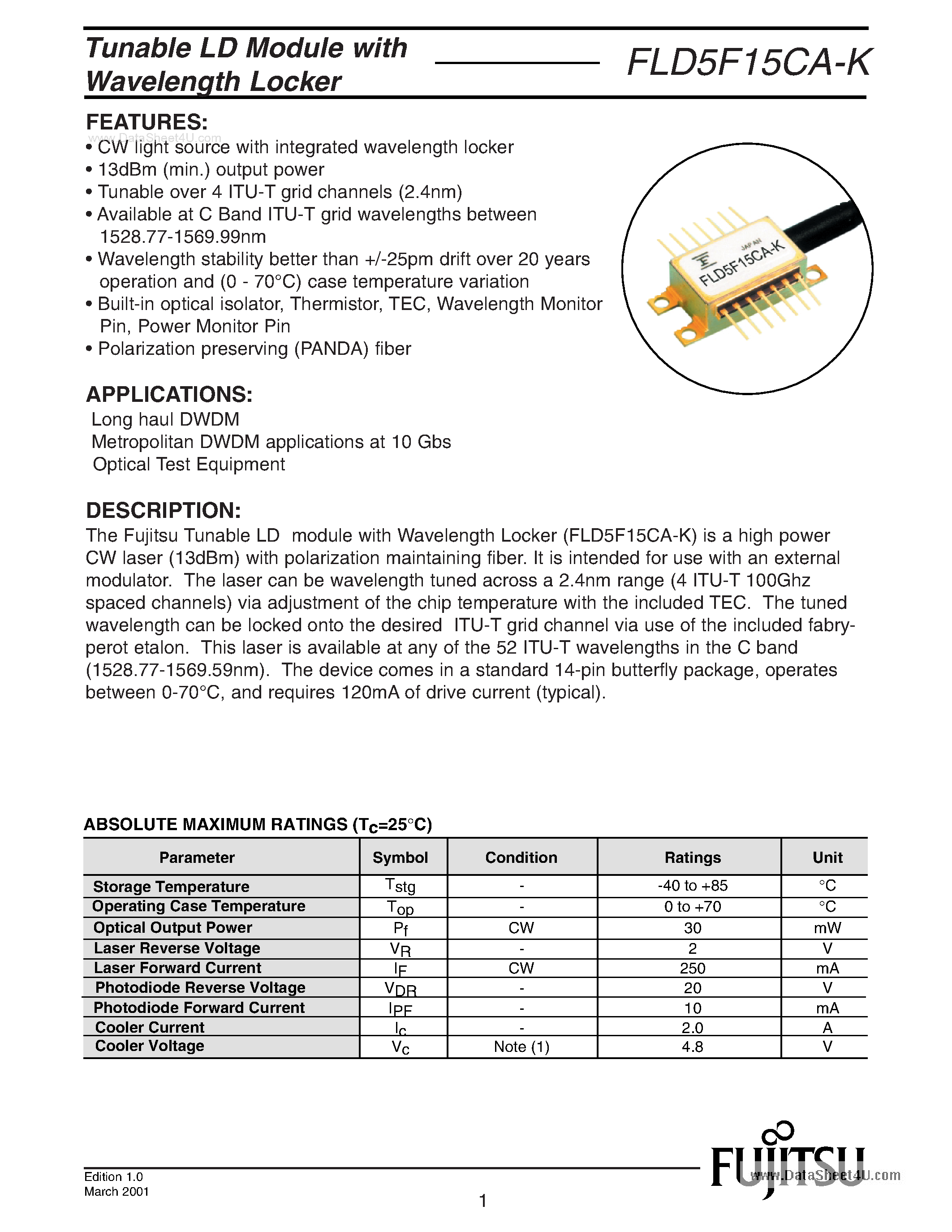 Даташит FLD5F15CA-K - Optoelectronic страница 1