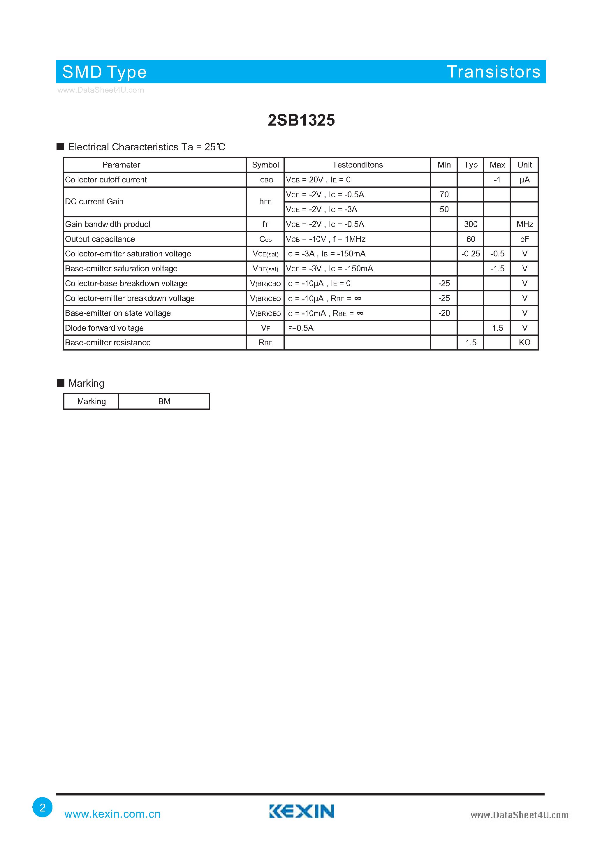 Даташит 2SB1325 - PNP Epitaxial Planar Silicon Transistors страница 2